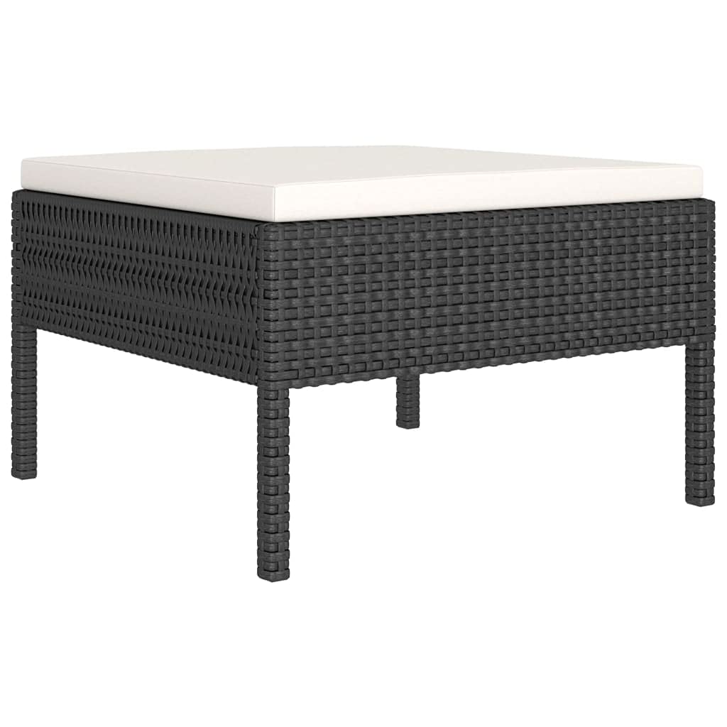 2-Piece Black Poly Rattan Garden Lounge Set with Cushions - Outdoor Patio Furniture, Corner Sofa Conversation Set for Backyard, Deck, or Poolside Relaxation