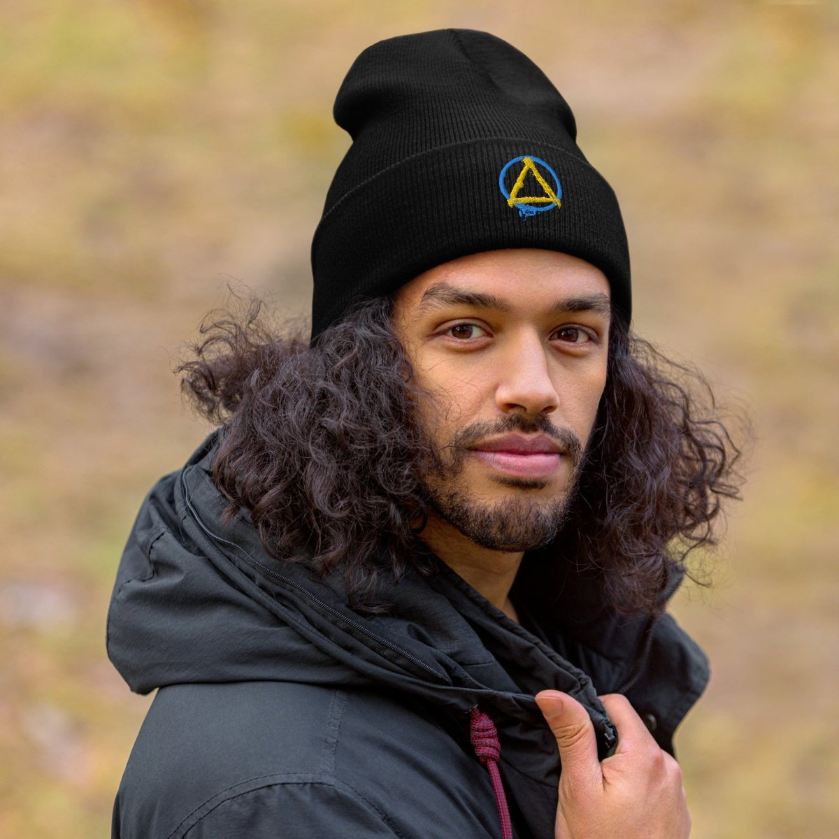 Graffiti Sobriety Symbol Cuffed Beanie - Stylish Unisex Winter Hat for Men & Women - Perfect for Cold Weather, Streetwear Fashion, and Recovery Support