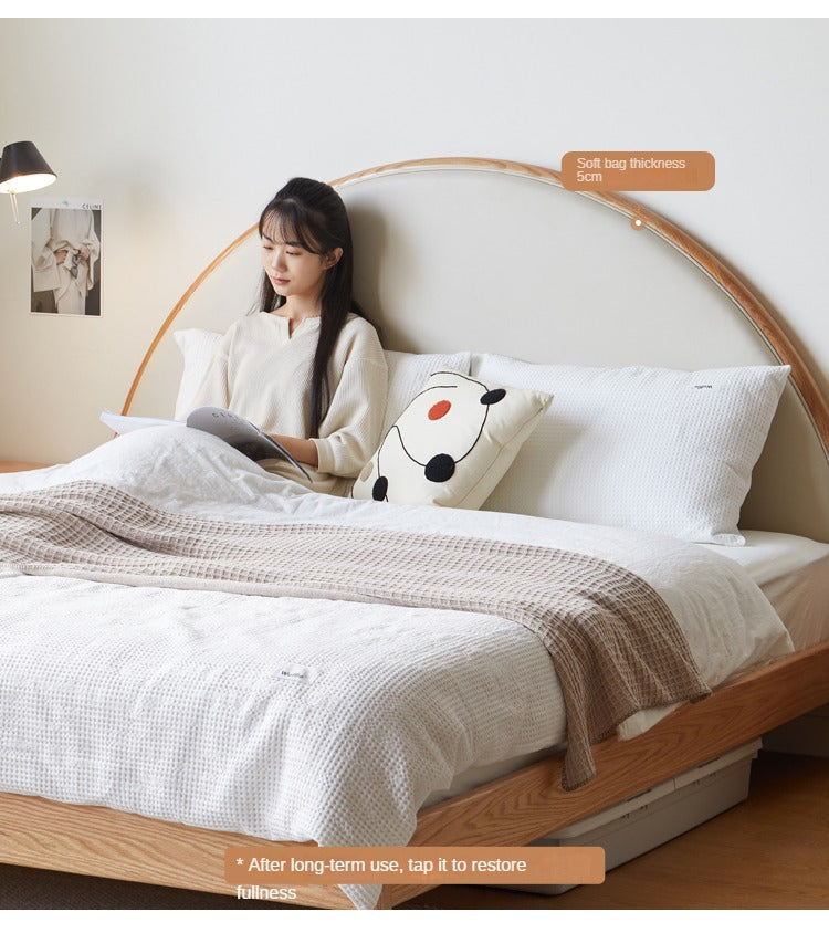 Oak Solid Wood Sunrise Bed with Technology Fabric - Perfect for Modern Bedrooms and Cozy Home Decor