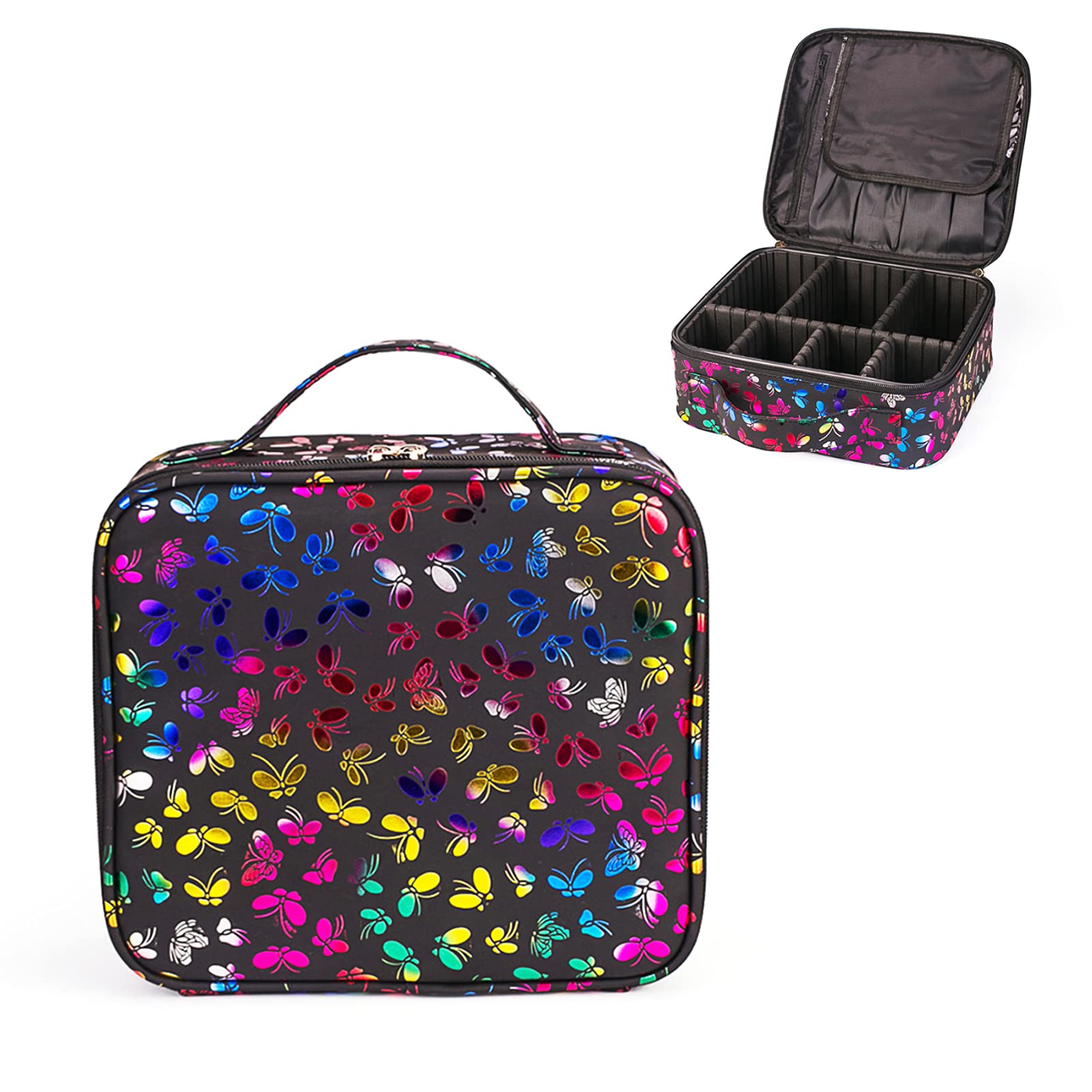 Professional Travel Makeup Train Case - Adjustable Cosmetic Organizer Bag for Women | Perfect for Makeup Brushes, Toiletry, Jewelry & Digital Accessories | Ideal for Travel, Home Storage & Salon Use