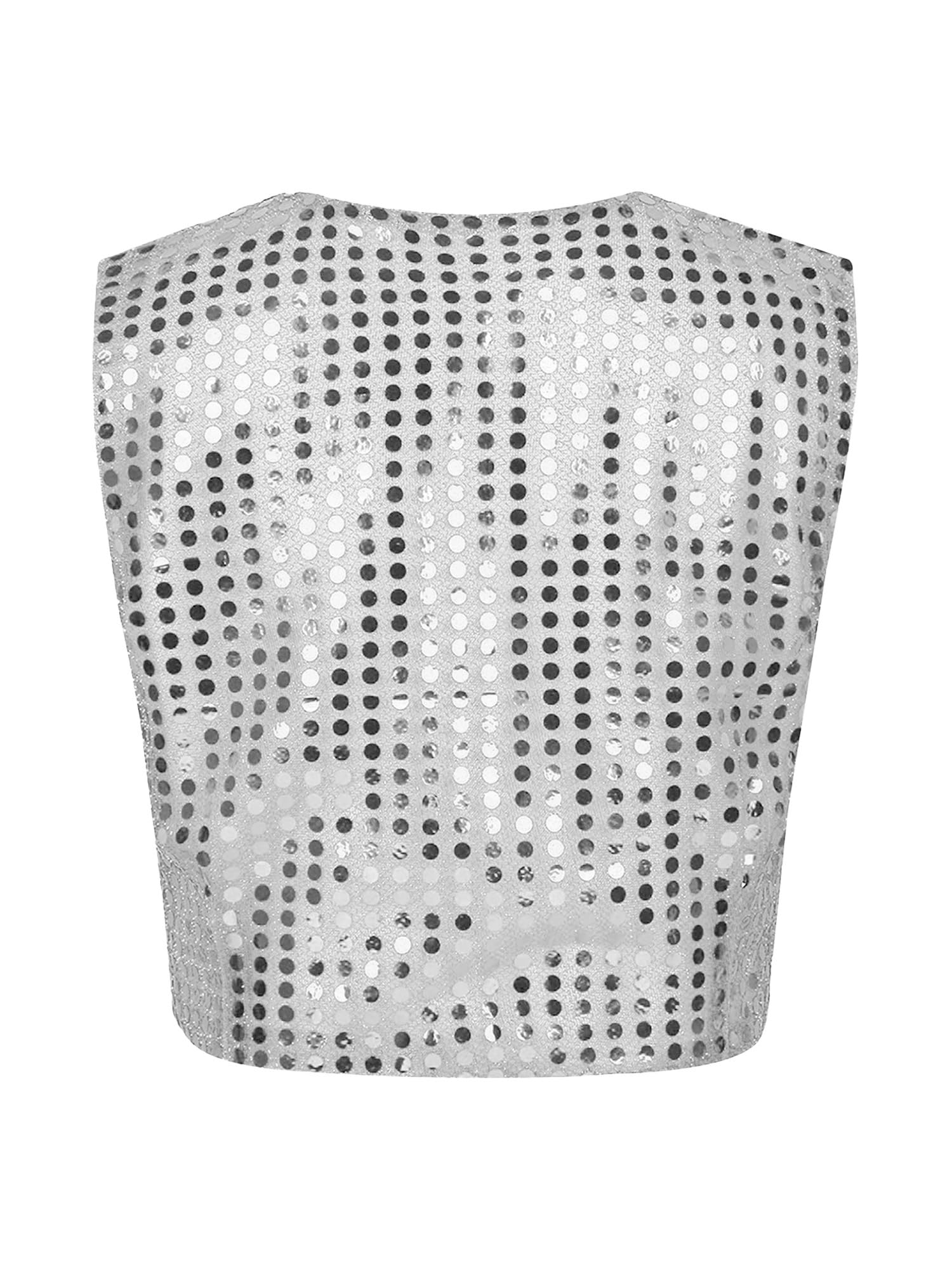 Sparkly Sequined Vest for Kids - Boys & Girls Hip-Hop Dance Costume, Waistcoat Crop Top for Street Dance Performance | Perfect for Dance Recitals, Halloween & Party Outfits