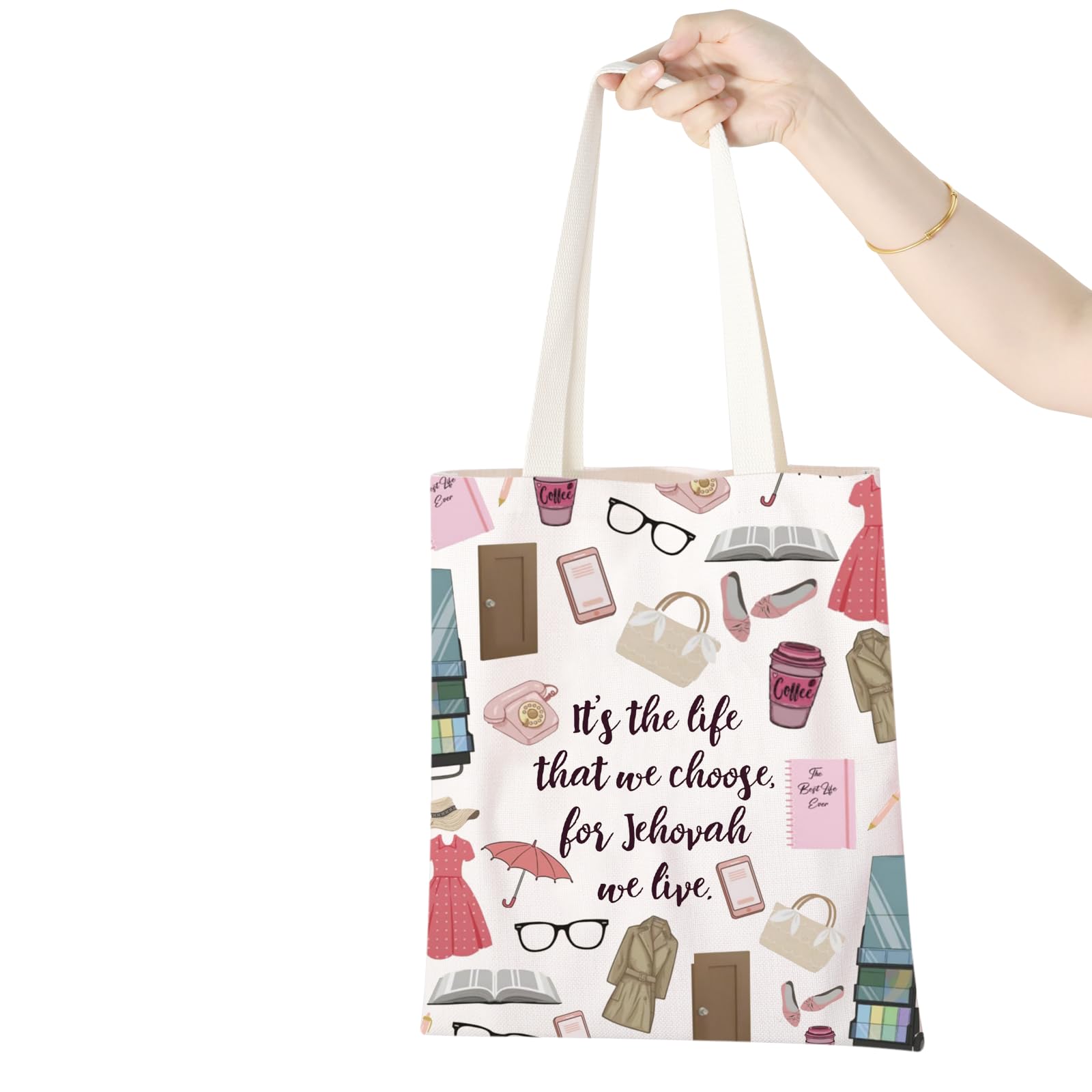 Jehovah Witness JW Christian Canvas Tote Bag - Reusable Shopping Gift Bag for Bible Study, Church Events & Daily Use