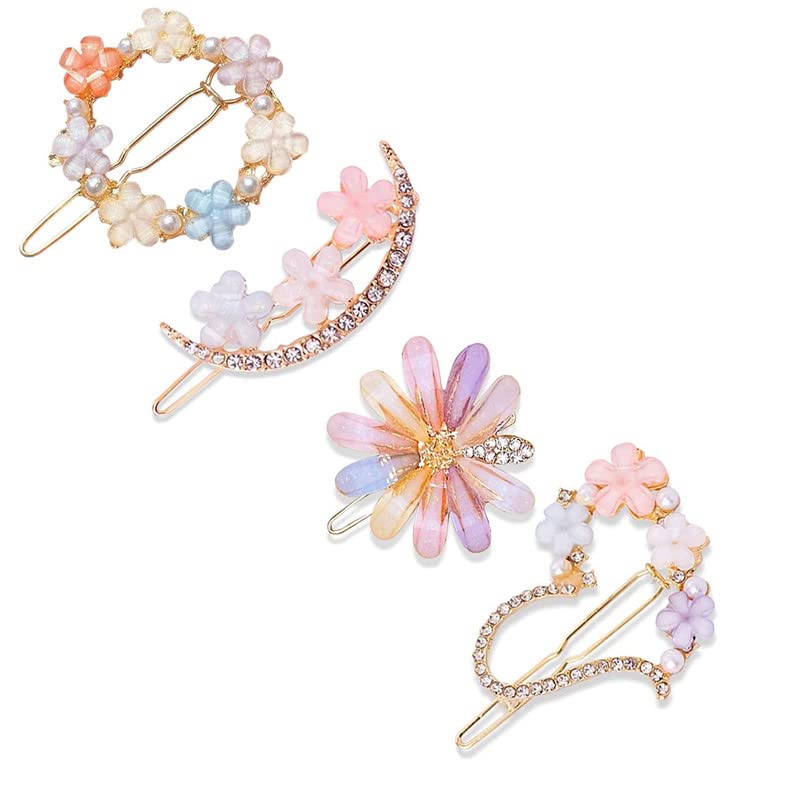 FAMEZA Handmade Flower Hair Clips for Women & Girls - Decorative Hair Barrettes & Pins, Colorful Floral Hair Accessories Jewelry (Perfect for Weddings, Parties & Everyday Styling)