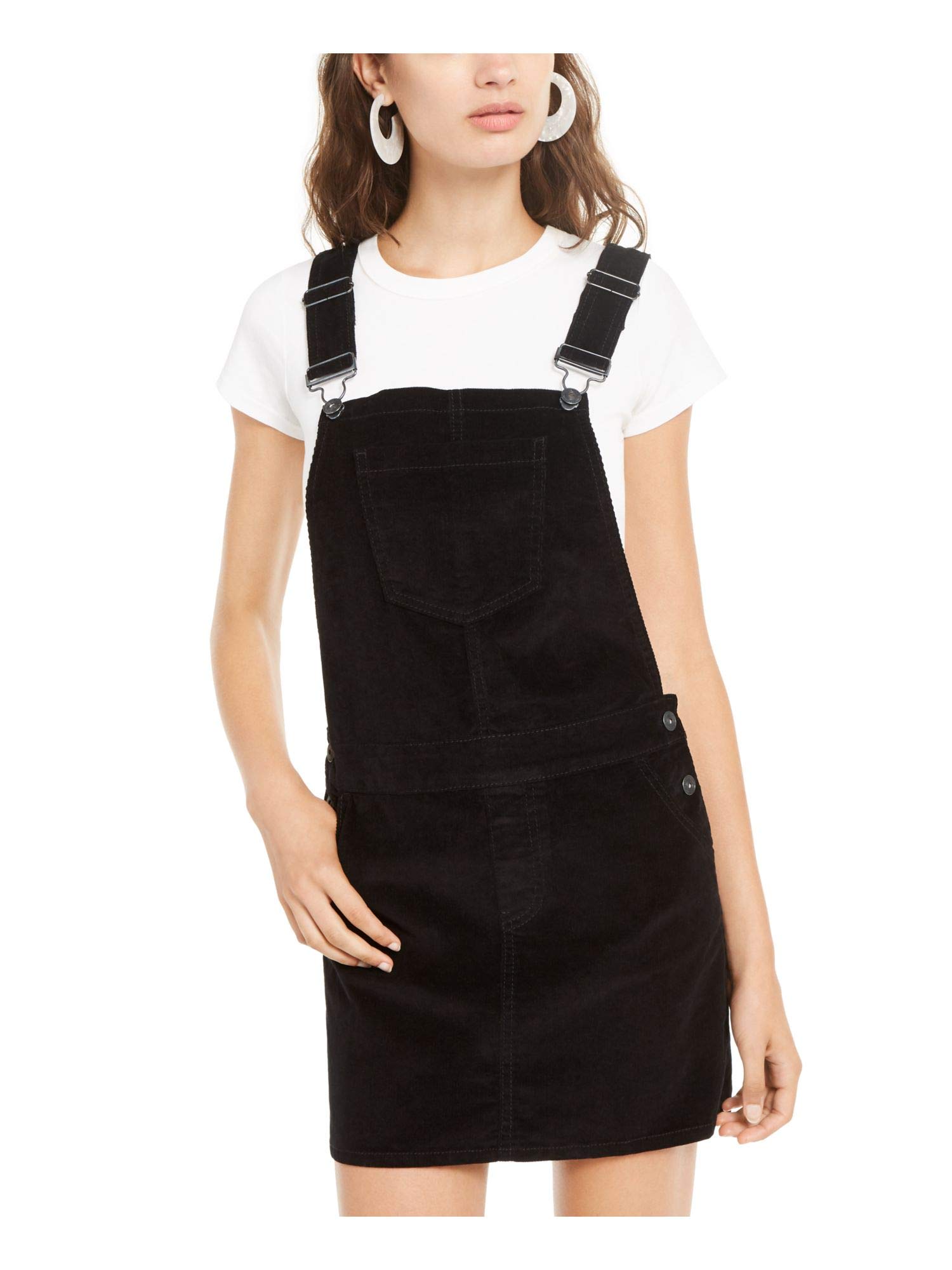 **Black Corduroy Overalls Dress for Juniors - Size 7 | Stylish & Comfortable Outfit for School, Playdates & Casual Wear**
