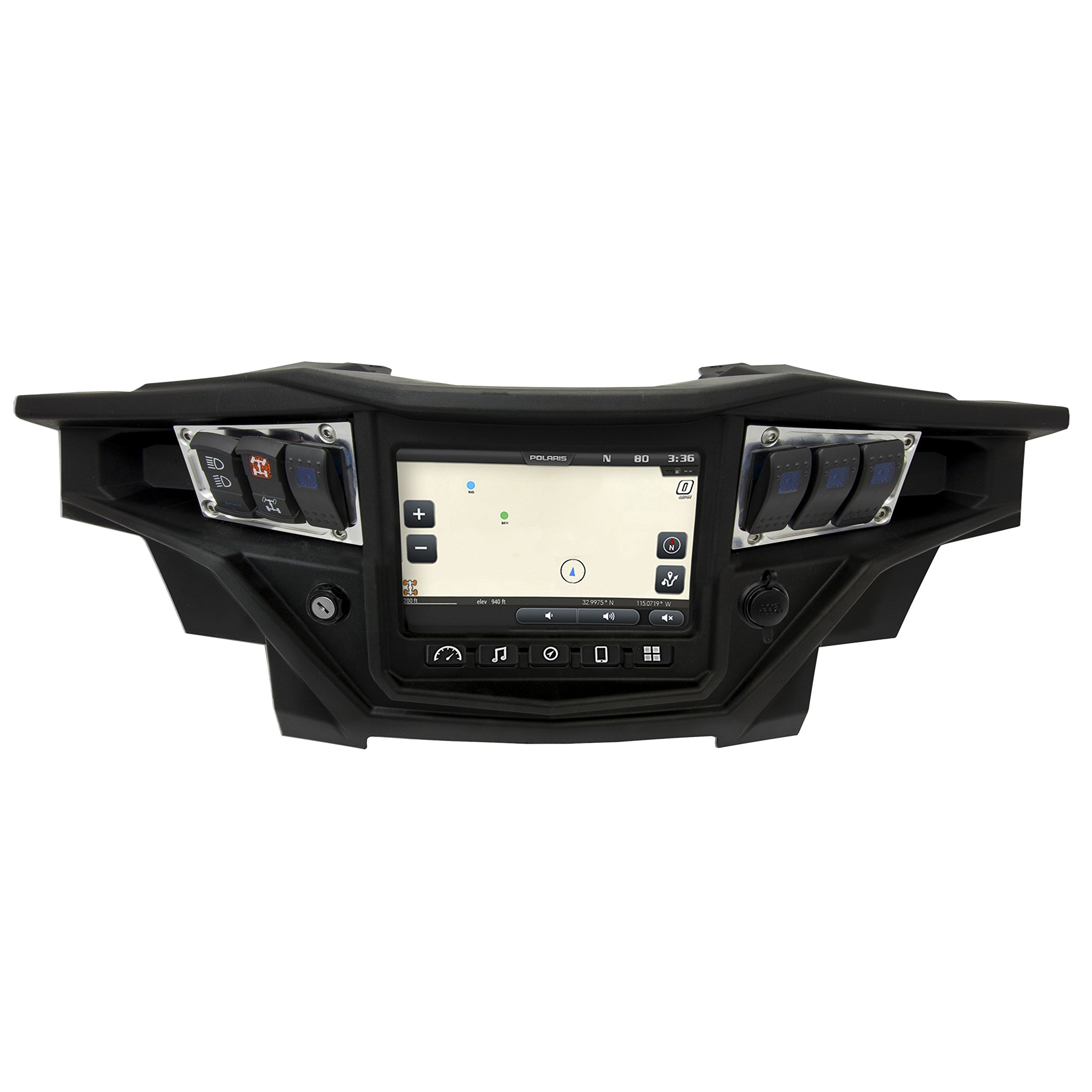 STV Motorsports Custom Switch Dash Panel Plates for 2017-2018 Polaris RZR XP 1000 RIDE COMMAND - Aluminum Plate with 4 Free Rocker Switches | Made in USA | Perfect for Off-Roading & UTV Customization