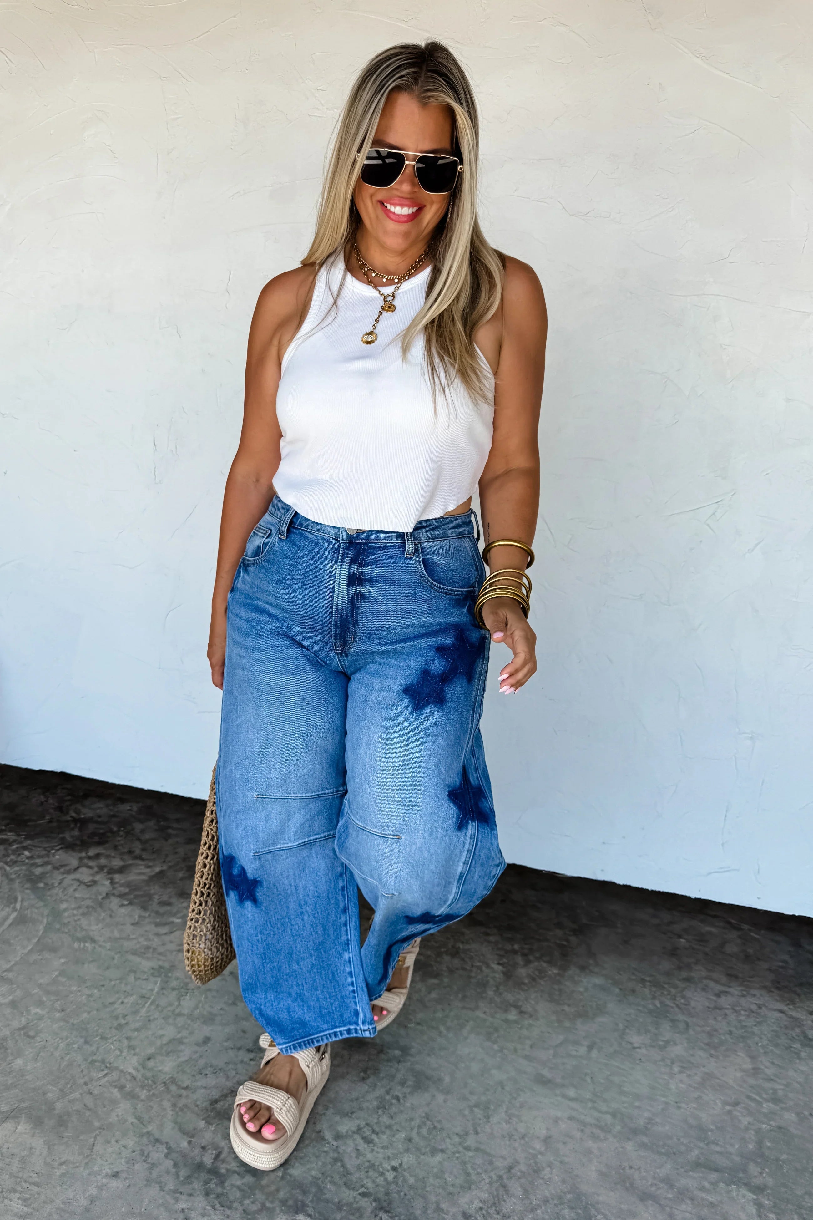 PREORDER: Born to Shine Barrell Jean - High Waist Distressed Denim Jeans for Women | Perfect for Casual Outfits, Night Out, and Street Style Fashion