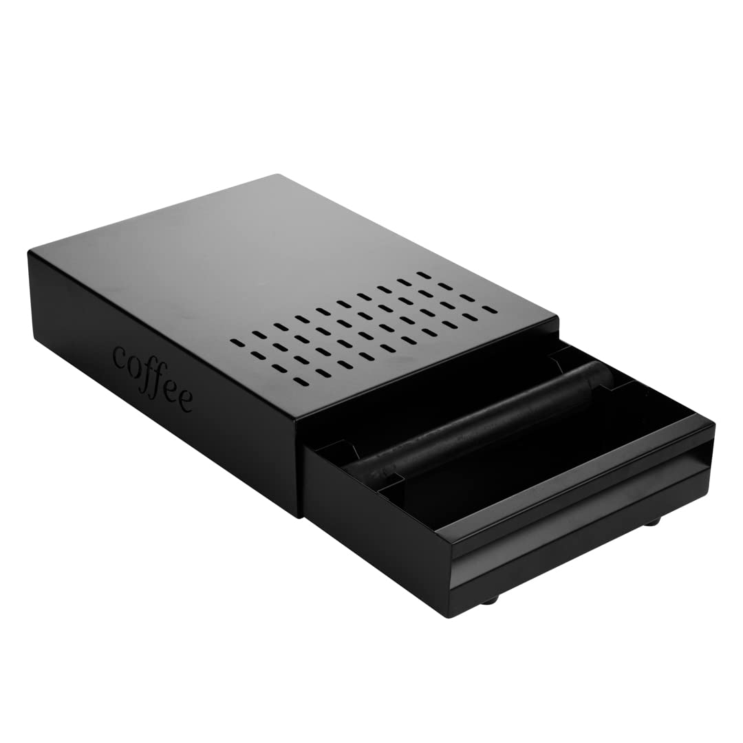 Restaurantware Restpresso 13.5 x 9.75 x 3.75 Inch Stainless Steel Espresso Knock Box with Detachable Drawer & Silicone Bar - Durable Coffee Grounds Container for Baristas & Home Brewing - Perfect for Espresso Machines in Cafes & Kitchens