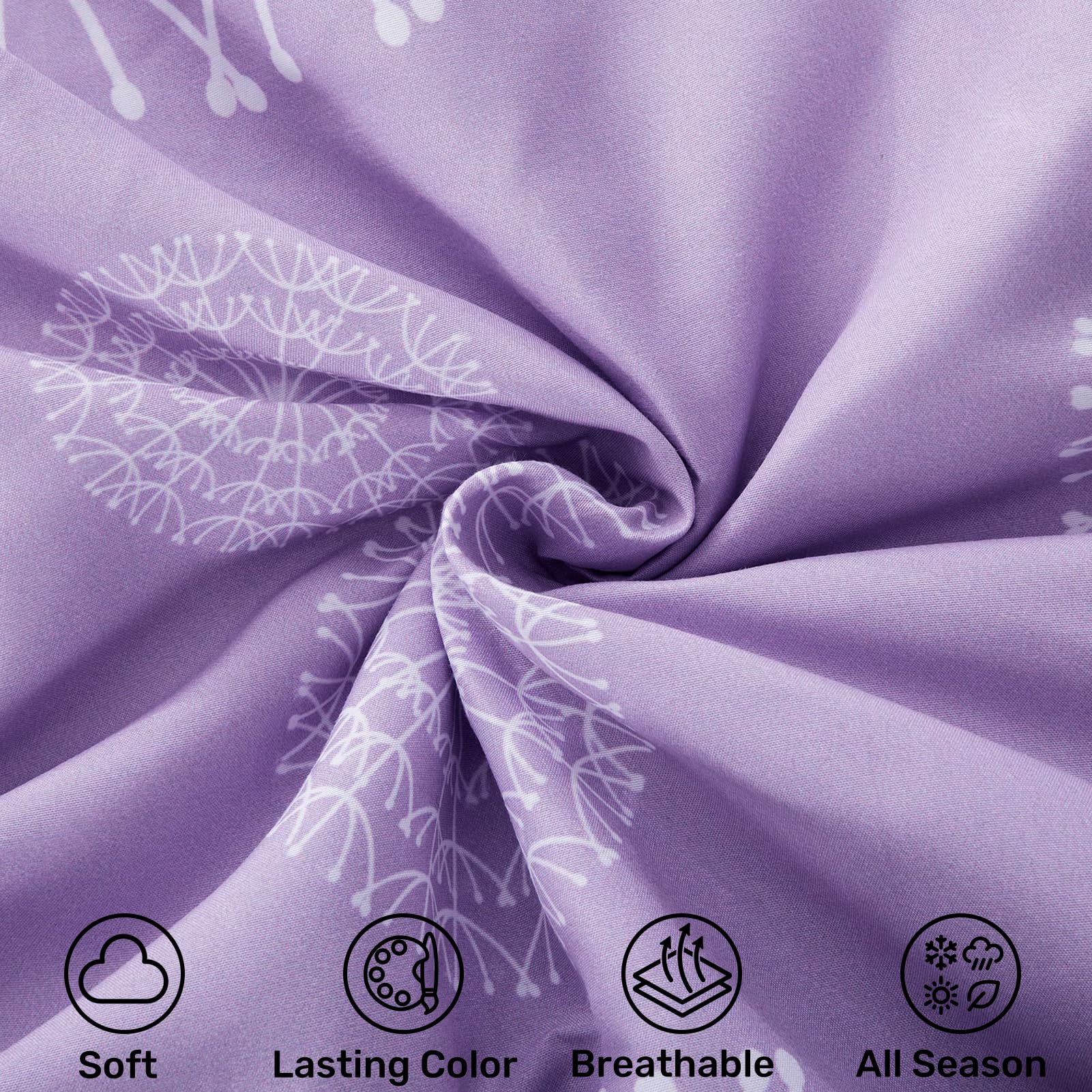 ARTALL 6-Piece Twin Size Bed in a Bag Set - Purple Butterfly All Season Comforter with Pillow Sham, Flat Sheet, Fitted Sheet, Bed Skirt & Pillowcases | Soft Microfiber Bedding for Kids Room, Guest Bedroom & Dorm Essentials