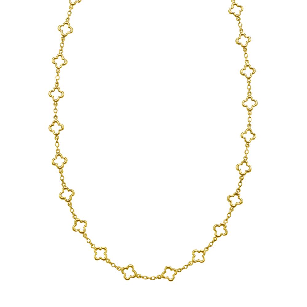 14K Gold Clover Link Necklace for Women - Elegant Four Leaf Clover Pendant Jewelry - Perfect for St. Patrick's Day, Birthday Gifts & Everyday Wear