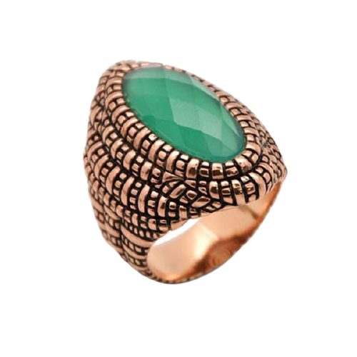Barse Queen Isabel Verde Copper Ring - Handmade Boho Jewelry for Women, Adjustable Size, Perfect for Everyday Wear & Special Occasions