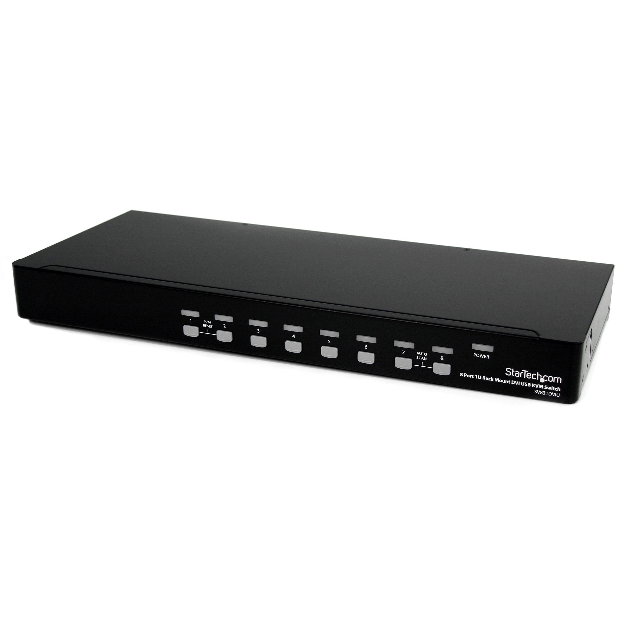 StarTech.com SV831DVIU 8-Port 1U Rackmount DVI USB KVM Switch - TAA Compliant for Server Management & Data Center Control - Perfect for IT Professionals & Multi-Computer Workstations