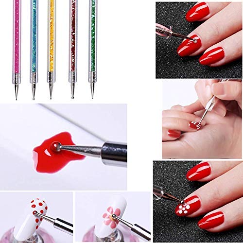 5 Pcs Nail Art Brush Set - Professional Point Drill Drawing Pen, Manicure Care Tool, Acrylic UV Gel Liner, 3D Glitter Polish Pen & Dotting Tools for DIY Nail Designs | Perfect for Salon, Home Manicure & Nail Art Enthusiasts