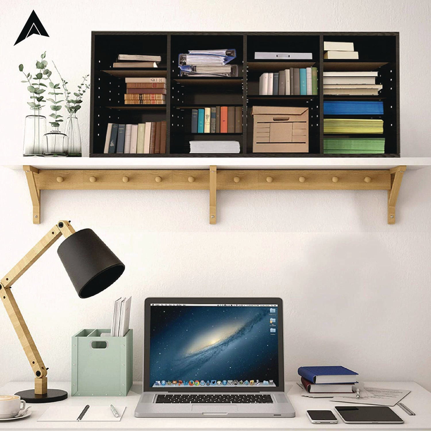 AdirOffice Wooden Letter Size Literature Organizer - 24 Adjustable Compartments, 39.3