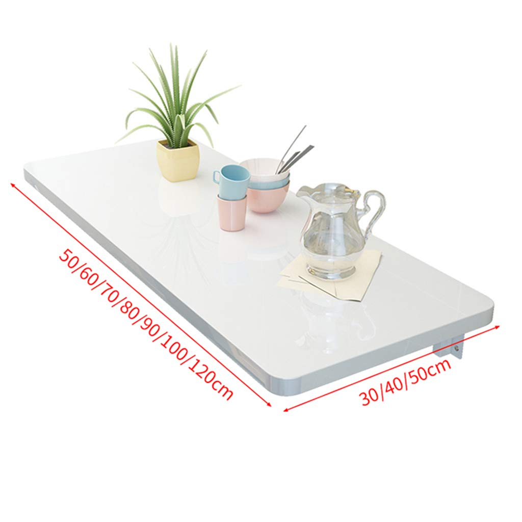 Foldable Wall-Mounted Drop Leaf Desk - Space Saving White Wall Desk for Kitchen, Dining, Home Office & Kids Study Table | Perfect for Small Apartments, Dorms & Compact Spaces