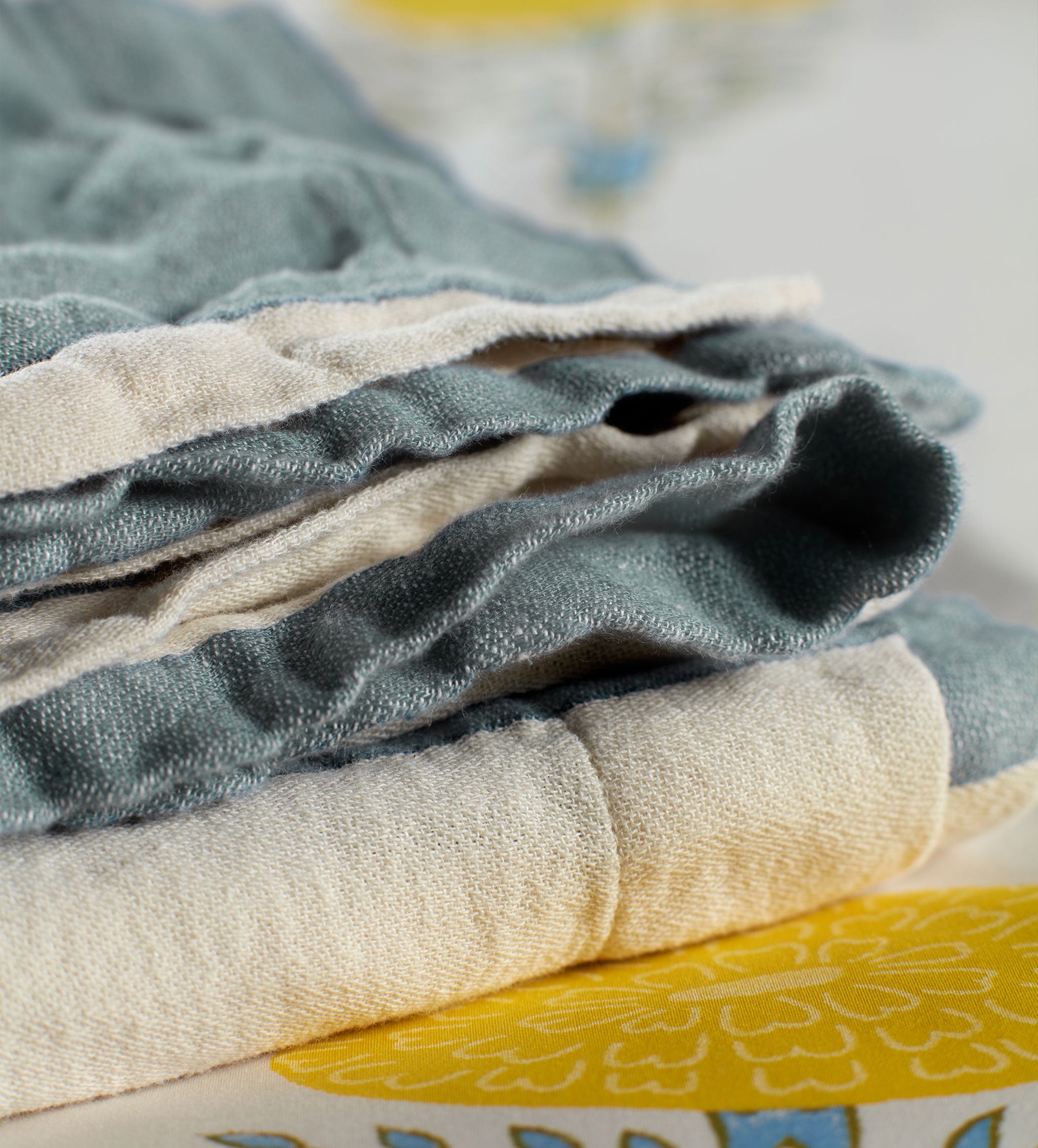 Molly Mahon Teal Stripe Cotton Linen Throw Blanket - Soft & Lightweight for Sofa, Bed & Outdoor Use - Home Decor & Cozy Living Room Accessory