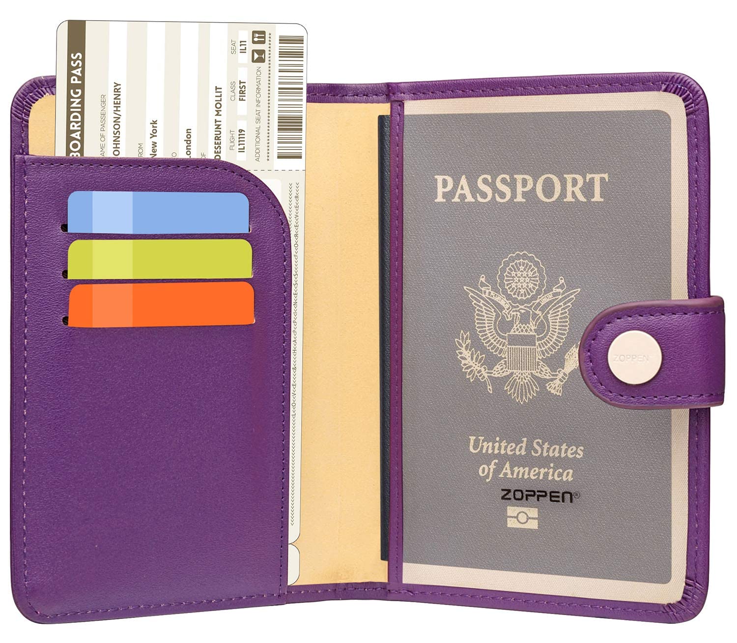 ZOPPEN RFID Blocking Passport Holder for Women - Travel Wallet Cover with Document Organizer, Lilac Purple | Perfect for Airports, Vacations & International Trips