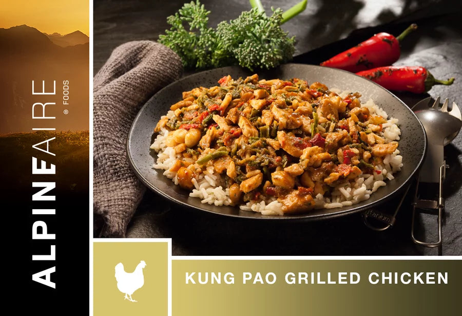 AlpineAire Kung Pao Grilled Chicken - Freeze Dried Backpacking & Camping Food - Lightweight Emergency Meal for Hiking, Survival & Outdoor Adventures