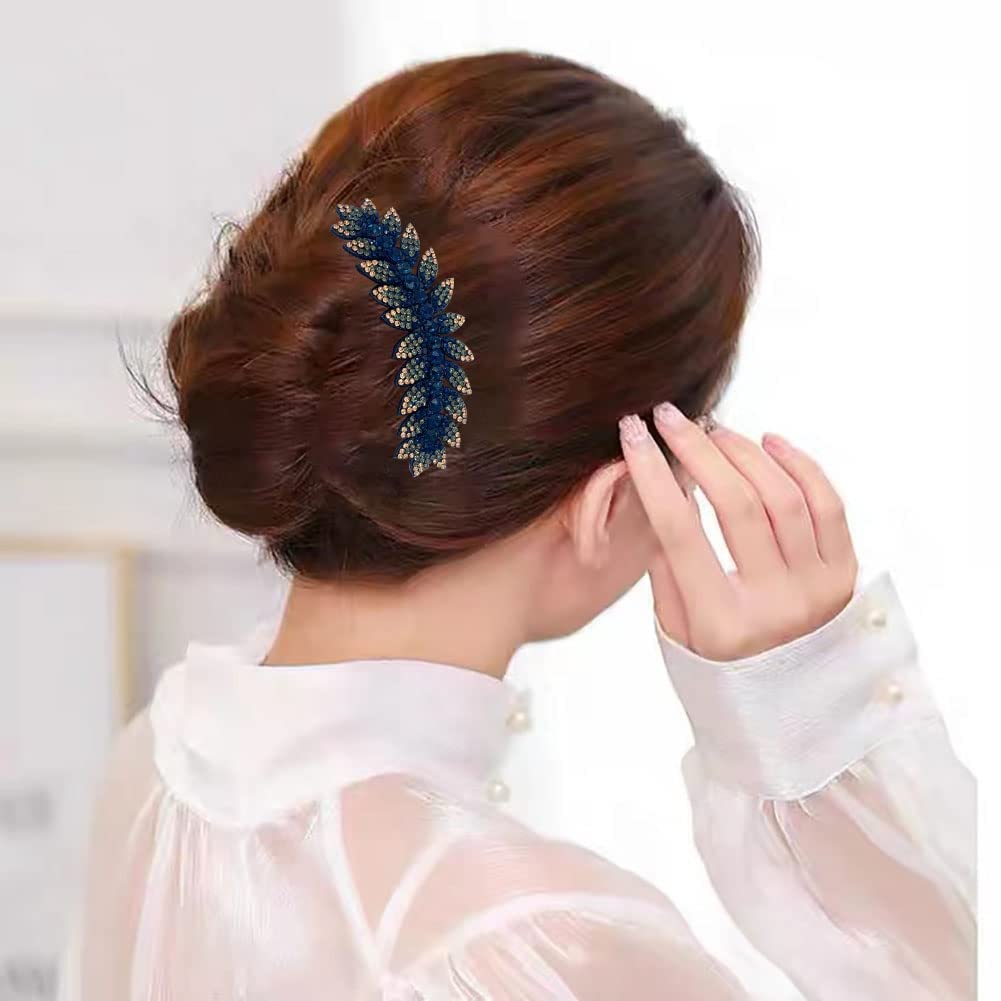 1PC Fashion Rhinestone Hair Comb for Women - Elegant Blue Hairpin Headwear Accessory for Weddings, Parties & Special Events