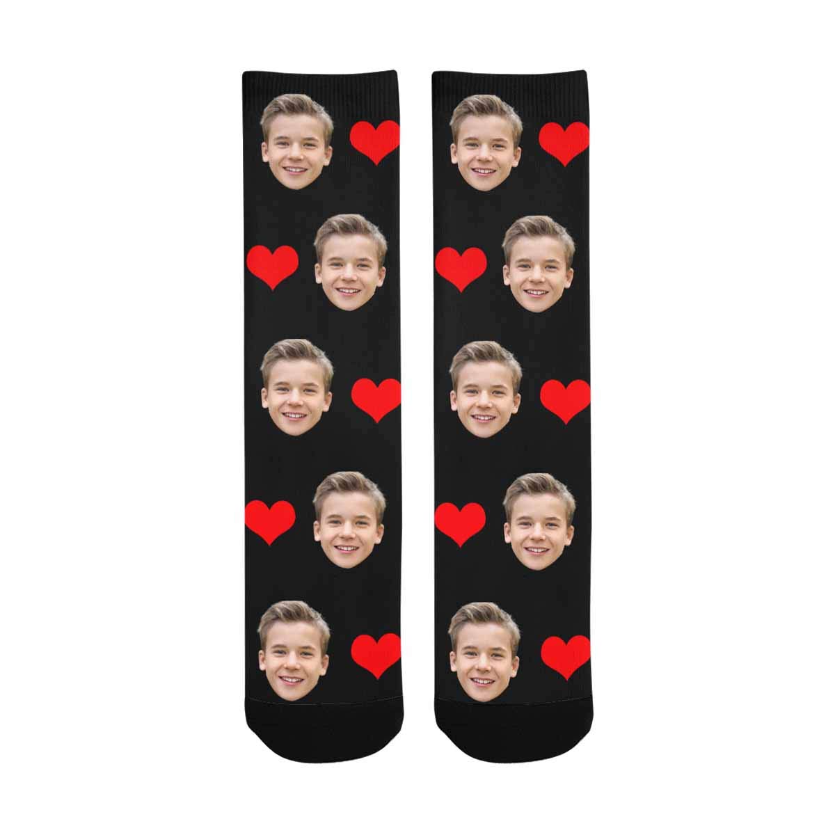 Custom Photo Pet Face Socks - Personalized Heart Print Crew Socks for Men & Women - Fun Gift for Pet Lovers, Couples & Sock Enthusiasts - Perfect for Holidays, Birthdays & Everyday Wear
