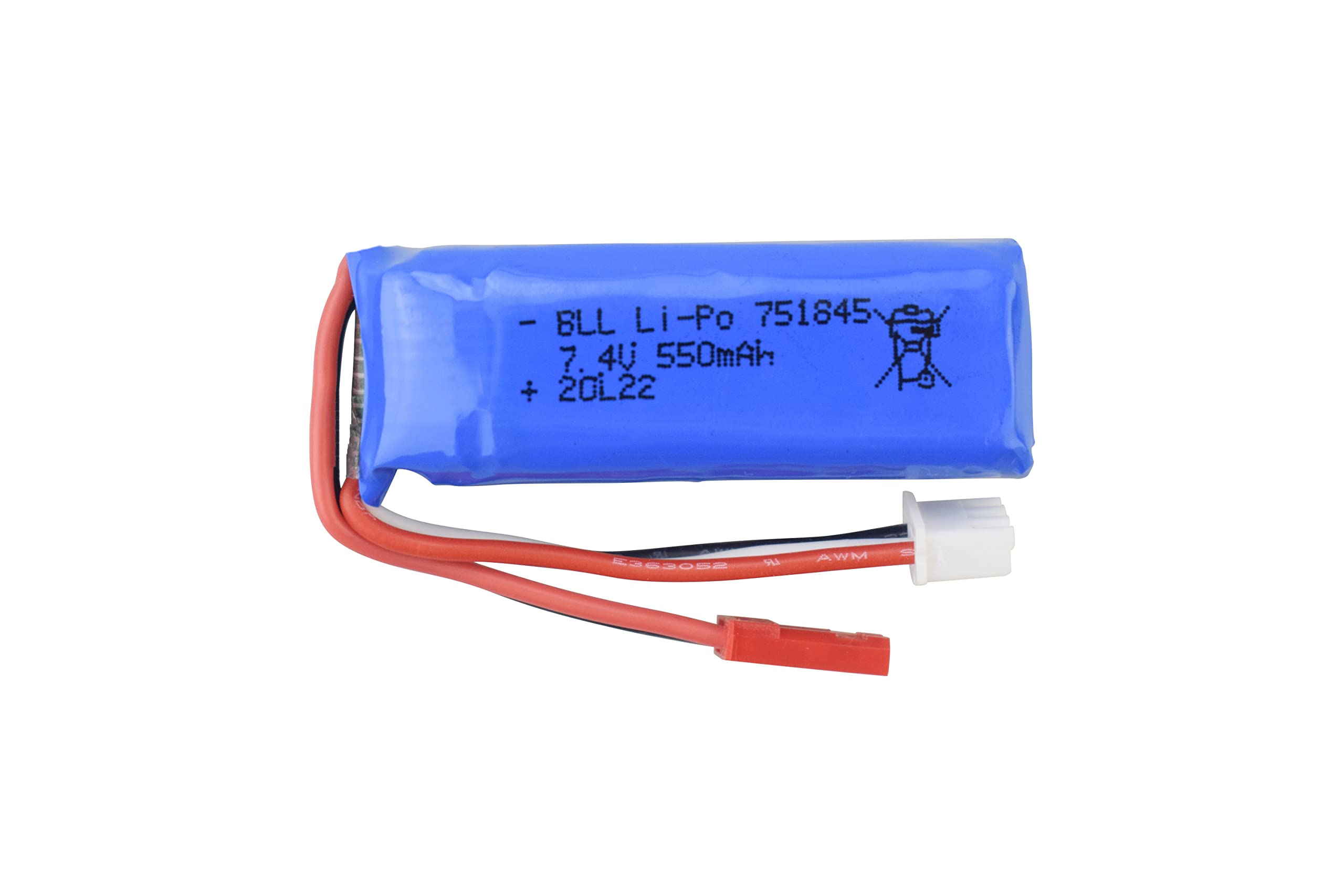 2PCS 7.4V 550mAh High-Rate Lithium Battery with 2-in-1 Charger for WLtoys K969 K979 K989 K999 P929 P939 284131 RC Cars - Perfect for High-Speed Racing and Off-Road RC Vehicle Performance