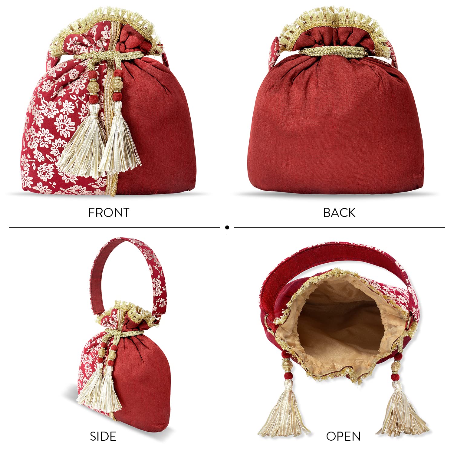 Elegant Aheli Indian Potli Bags for Women - Ethnic Beaded Clutch Purse with Drawstring for Weddings, Parties & Evening Events | Perfect Bridal Gift & Traditional Accessory