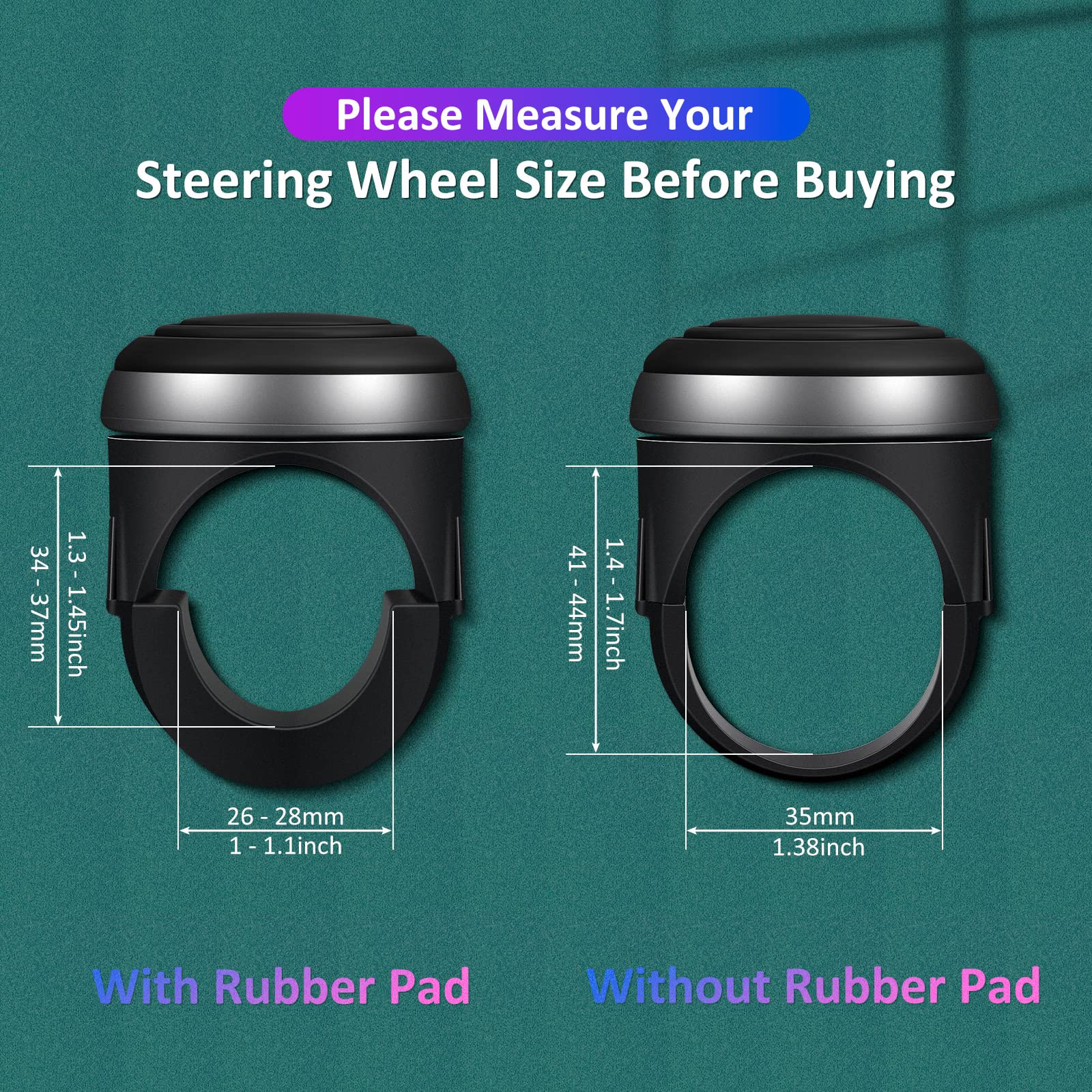 360° Rotating Steering Wheel Spinner Knob - 2 Pack with Silicone Grip & Metal Bearings for Easy Driving - Perfect for Cars, Trucks, Boats & Heavy Equipment - Enhance Maneuverability in Tight Spaces & Parking
