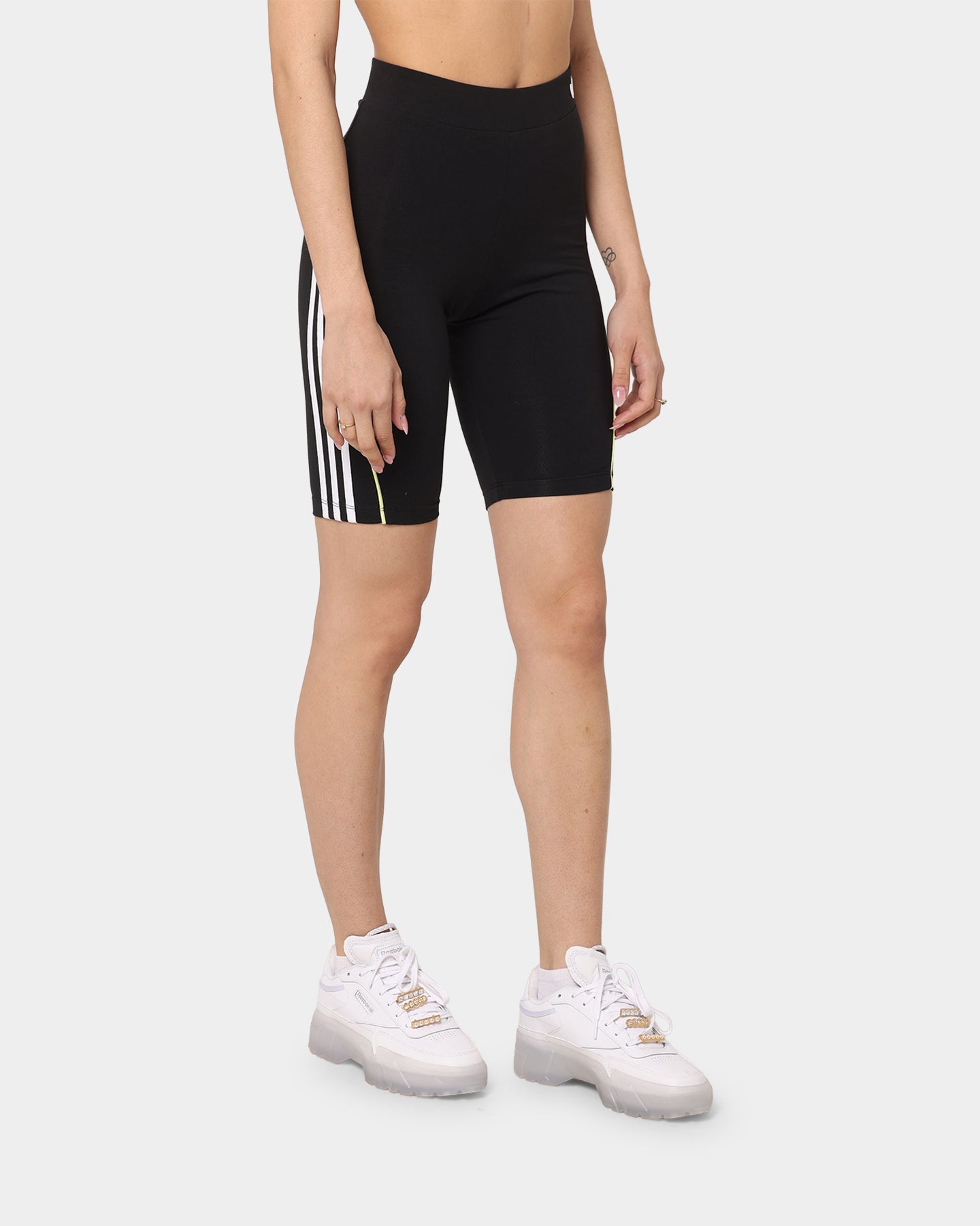 Adidas Women's High Waist Contrast Bike Shorts - Black - Workout, Running, Yoga & Gym Activewear