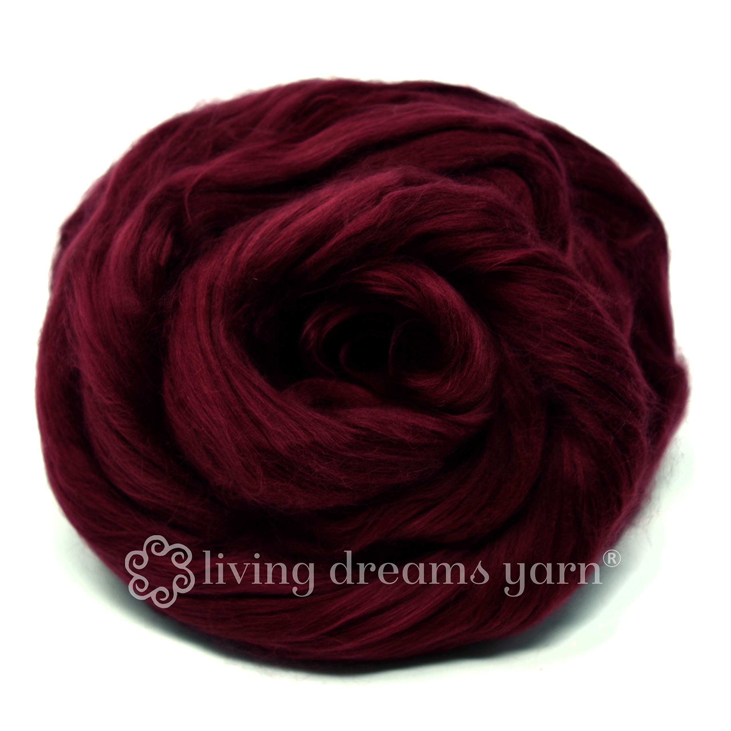 Premium Cotton Fiber for Spinning, Blending & Felting - Soft Vegan Combed Top Roving in Merlot Color - Perfect for DIY Yarn Making, Knitting, Crochet and Fiber Arts Projects