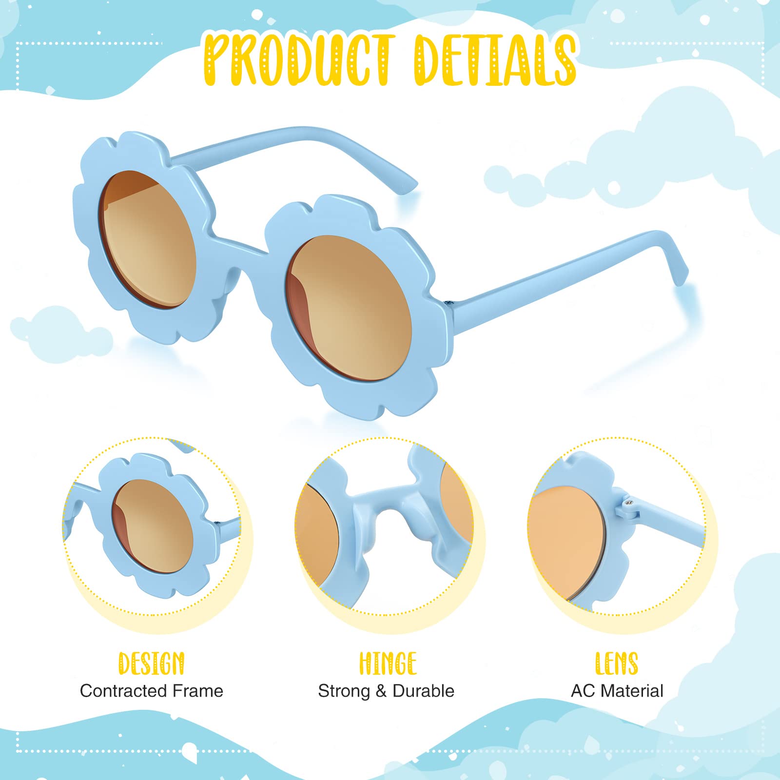 Retro Flower Sunglasses & Daisy Headbands Set - 20pcs Hippie Party Favors, Groovy 70s Style Accessories for Music Festivals, Themed Parties & Summer Beach Events
