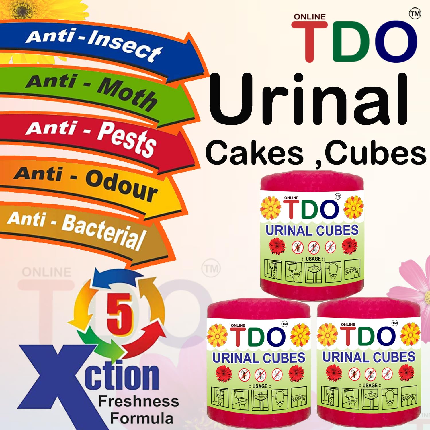 TDO Urinal Deodorizer Cubes - Pack of 6 Sets (420g) | Long-Lasting Toilet & Bathroom Freshener | Naphthalene-Free Urinal Cakes for Washbasins, Sinks & Public Restrooms | Ideal for Homes, Offices & Commercial Spaces