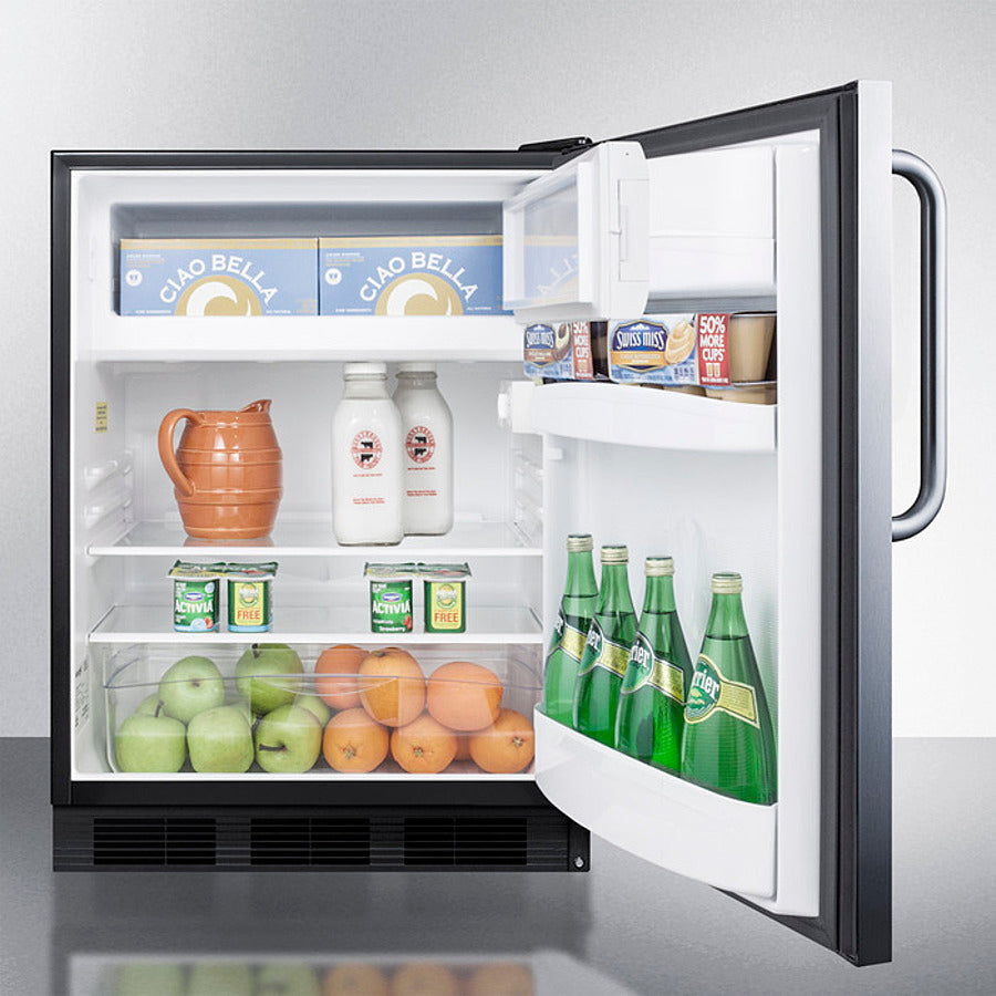 Accucold 24 Inch Wide ADA Compliant Built-In Refrigerator Freezer with Glass Door - AL652BKBISSTB - Perfect for Restaurants, Cafes, and Commercial Kitchens