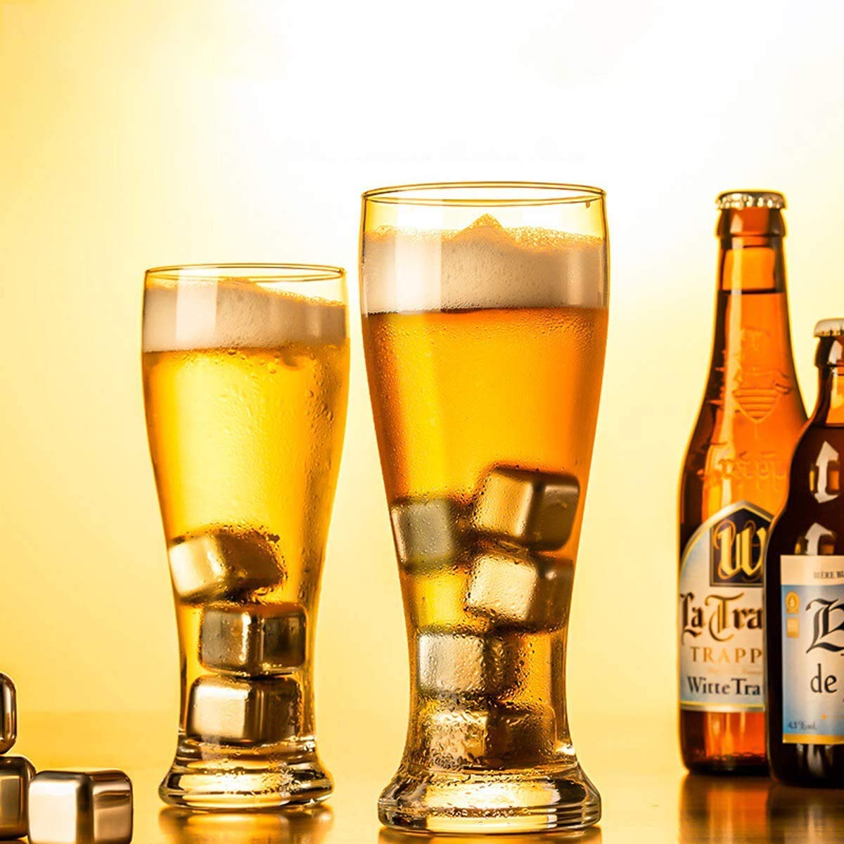 Premium 20oz Beer Glasses Set of 2 - Classic Glass Beer Mugs for Men, Wine Tasting Cups & Cocktail Tumblers - Perfect for Home Bars, Parties & Gifts