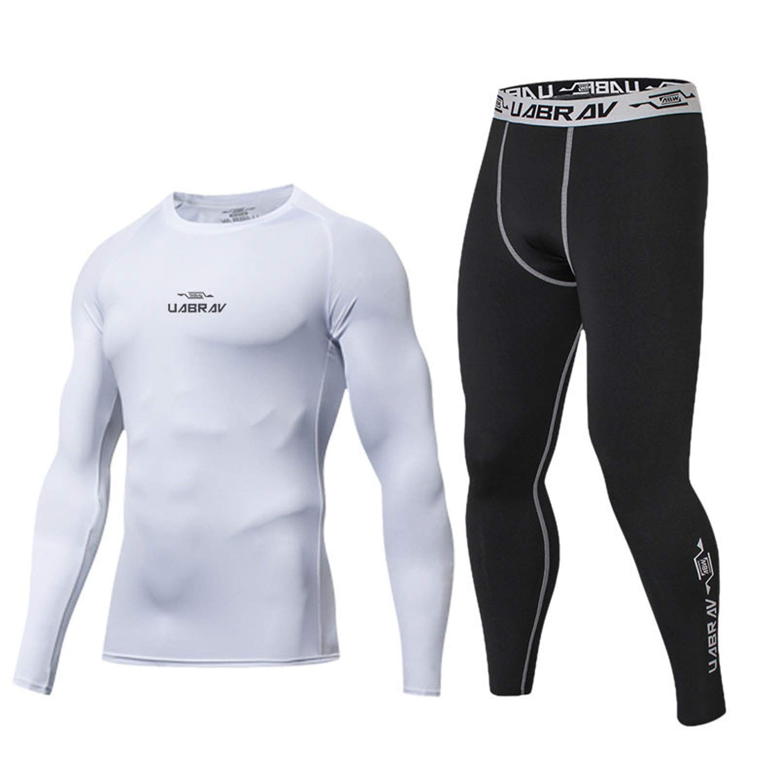 Men's 2-Piece Workout Tracksuit - Quick Dry Long Sleeve Athletic Leggings & Top Set for Gym, Running, Yoga & Fitness Training