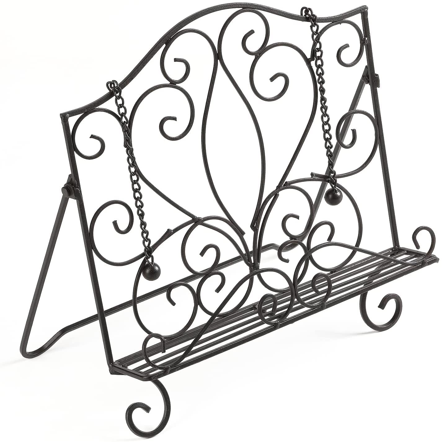 Vintage Metal Cookbook Holder with Scrollwork Design - Sturdy Recipe Book Stand for Kitchen Counter, Baking, Cooking & Reading - Perfect Gift for Chefs & Home Cooks