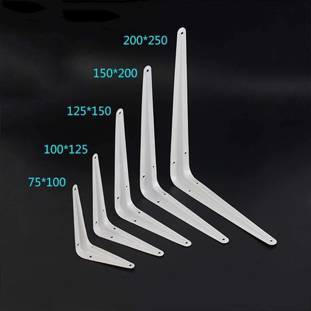 Heavy Duty Floating Shelf Brackets 14 Inch - White Metal Wall Shelf Brackets with Right Angle Corner Brace - Sturdy Shelving Support Tripod for Home & Office - Set of 2 (35cm) - Perfect for Living Room, Kitchen, Bathroom Storage