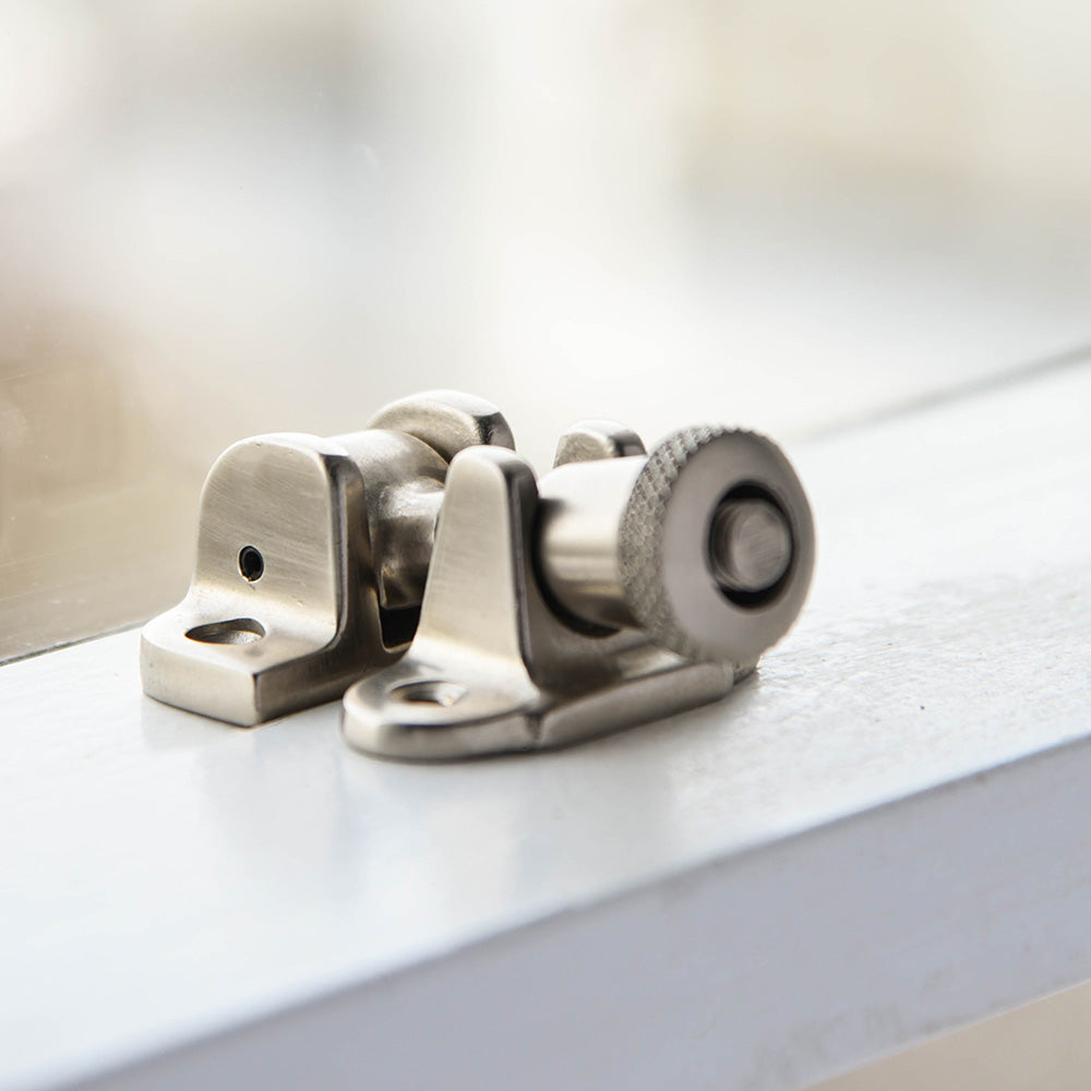 Satin Nickel Brighton Sash Window Fastener - Vintage Style Window Lock for Home Security - Perfect for Bedroom, Living Room & Historic Home Restoration
