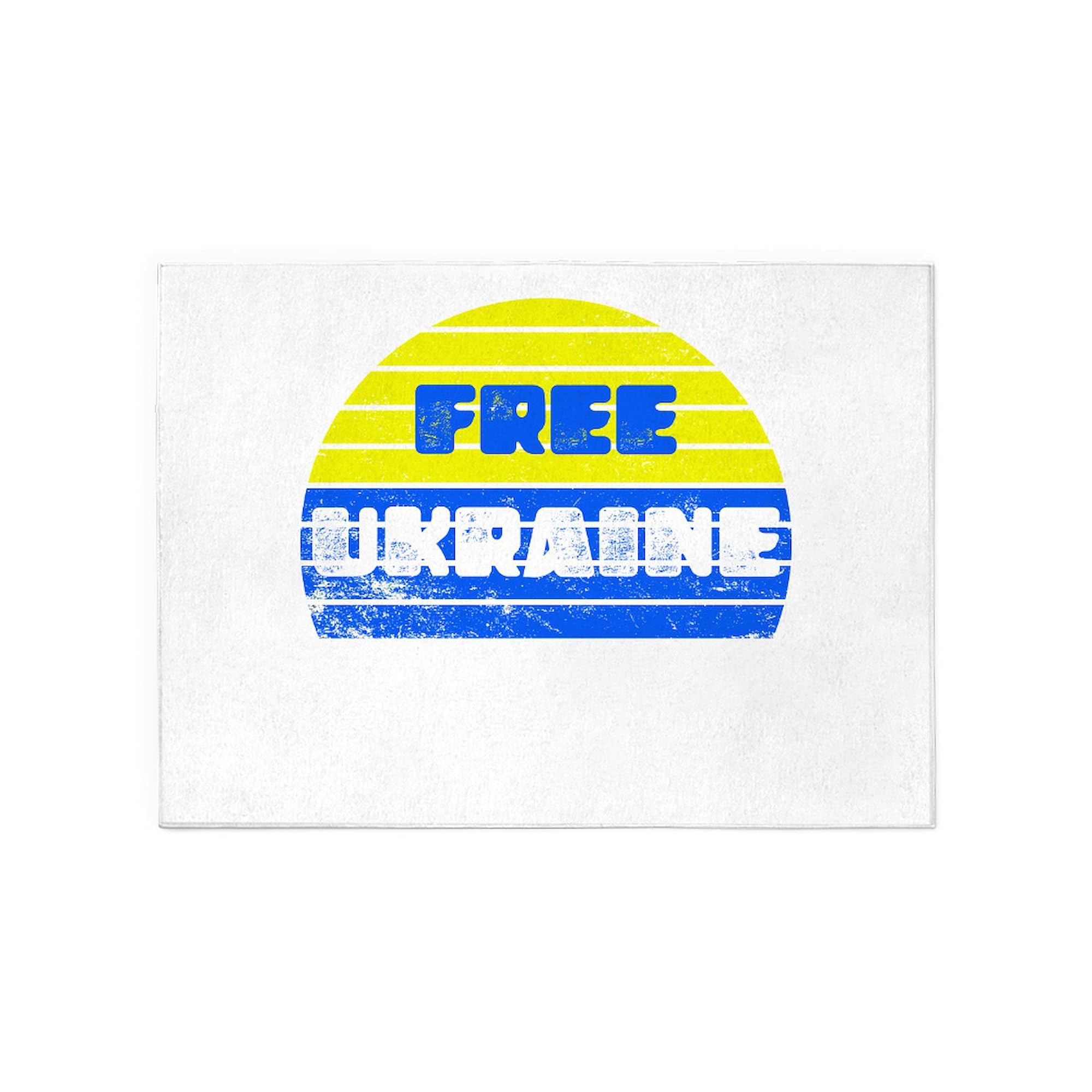 Free Ukraine Decorative Area Rug 7'x5' - Non-Slip Throw Rug for Living Room, Bedroom & Office - Show Your Support with This Ukrainian Flag Inspired Home Decor