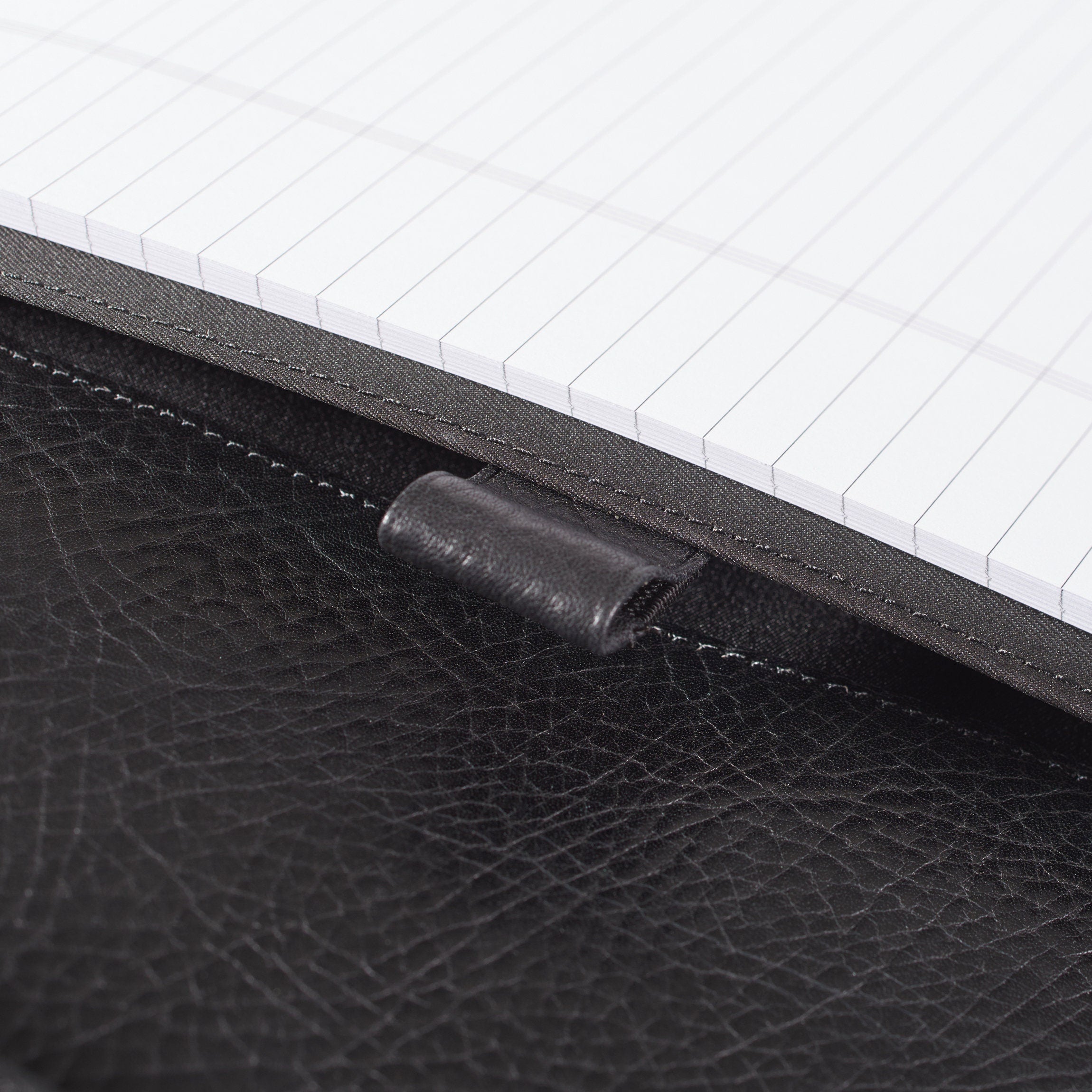 Premium Executive Leather Zippered Portfolio Organizer - Ebony Black for Business Meetings, Travel & Professional Document Storage