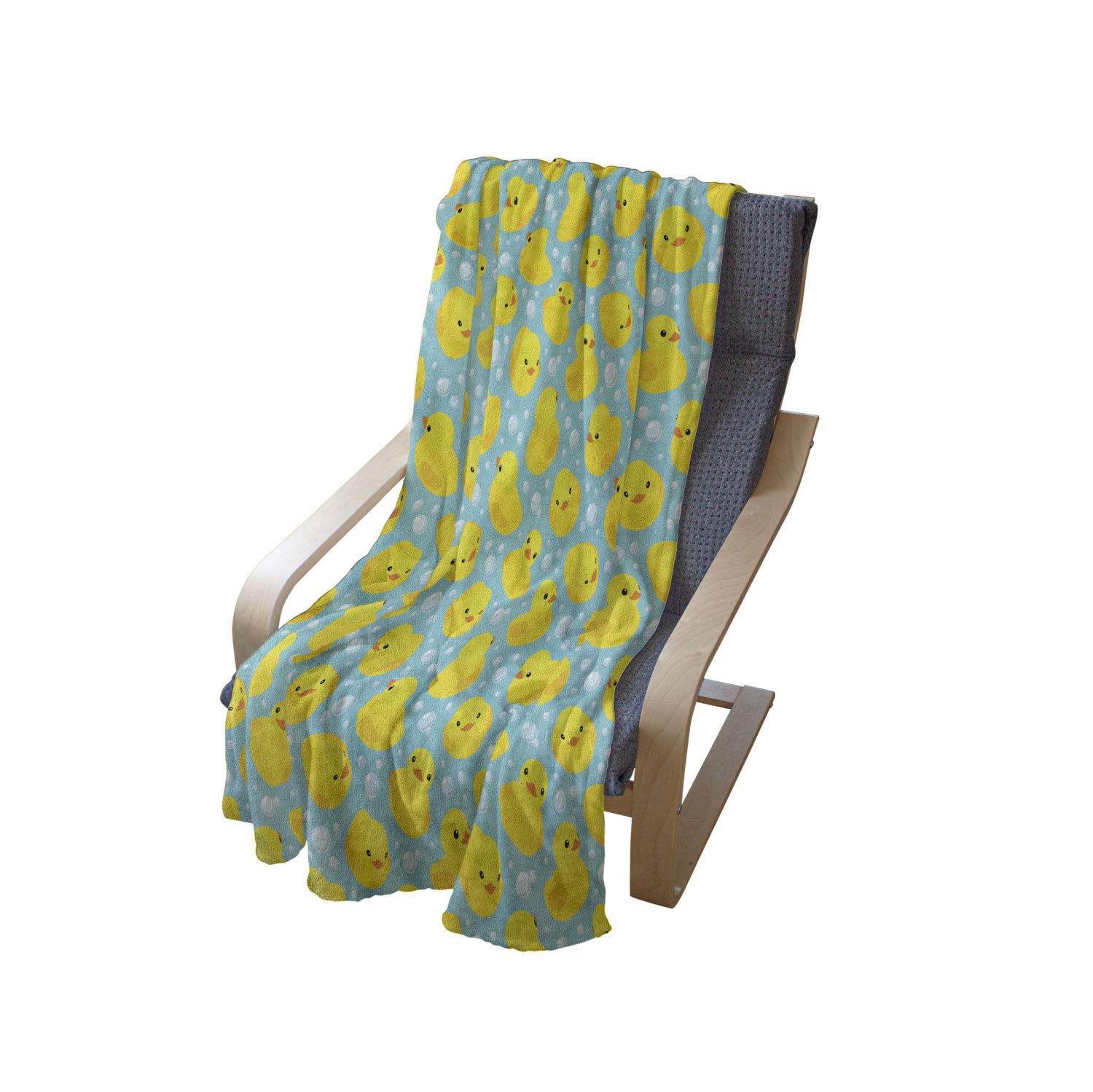 Ambesonne Rubber Duck Fleece Throw Blanket 70