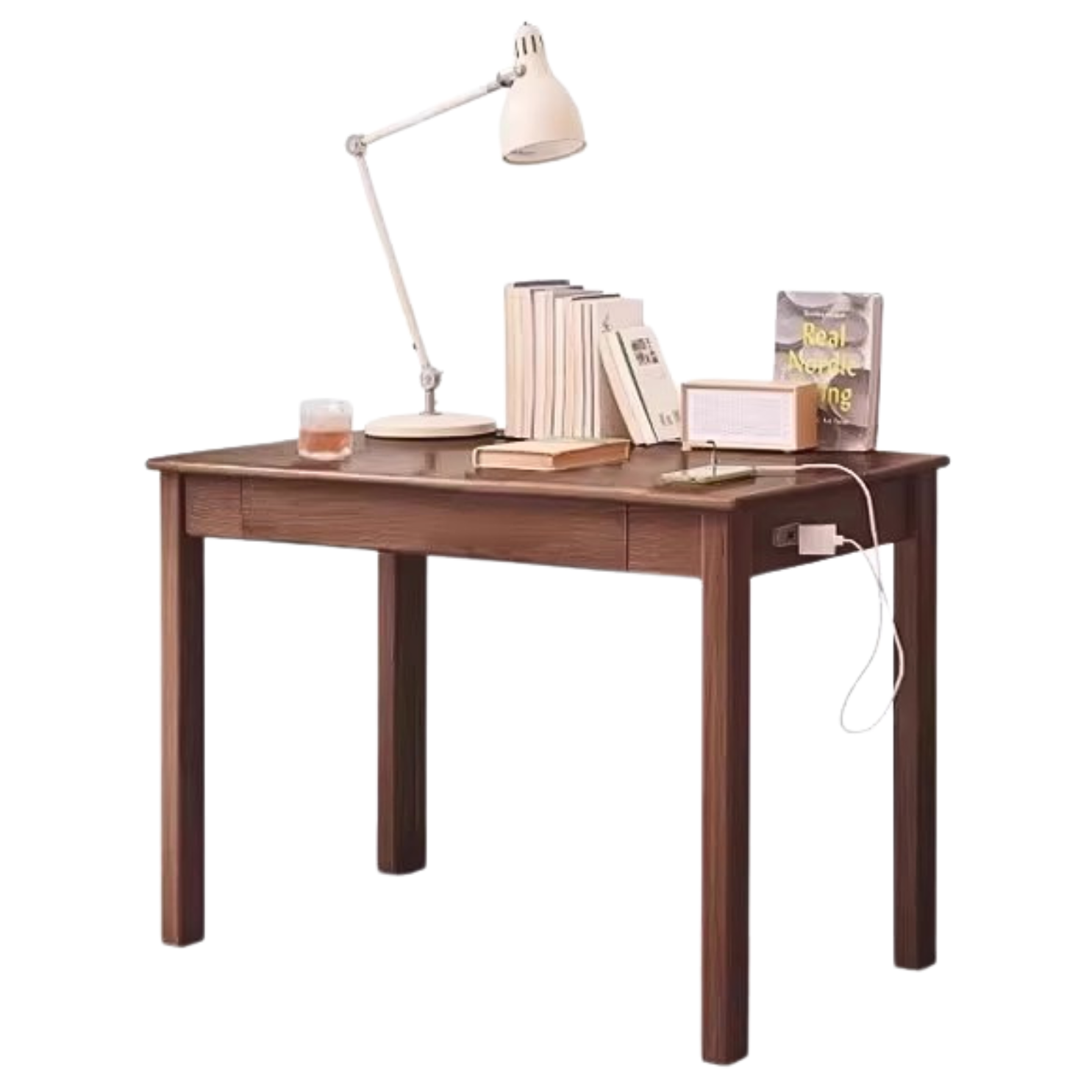Premium Solid Oak & Ash Wood USB Office Desk - Modern Home & Workspace Furniture for Productivity & Organization | Perfect for Remote Work, Study & Office Setup