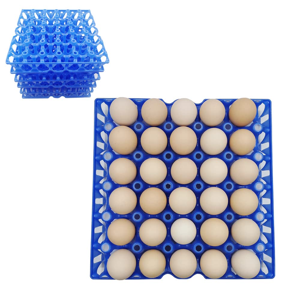 QIQIRO 6-Pack Plastic Egg Trays for Chicken, Duck & Poultry - 30 Egg Capacity, 11.4