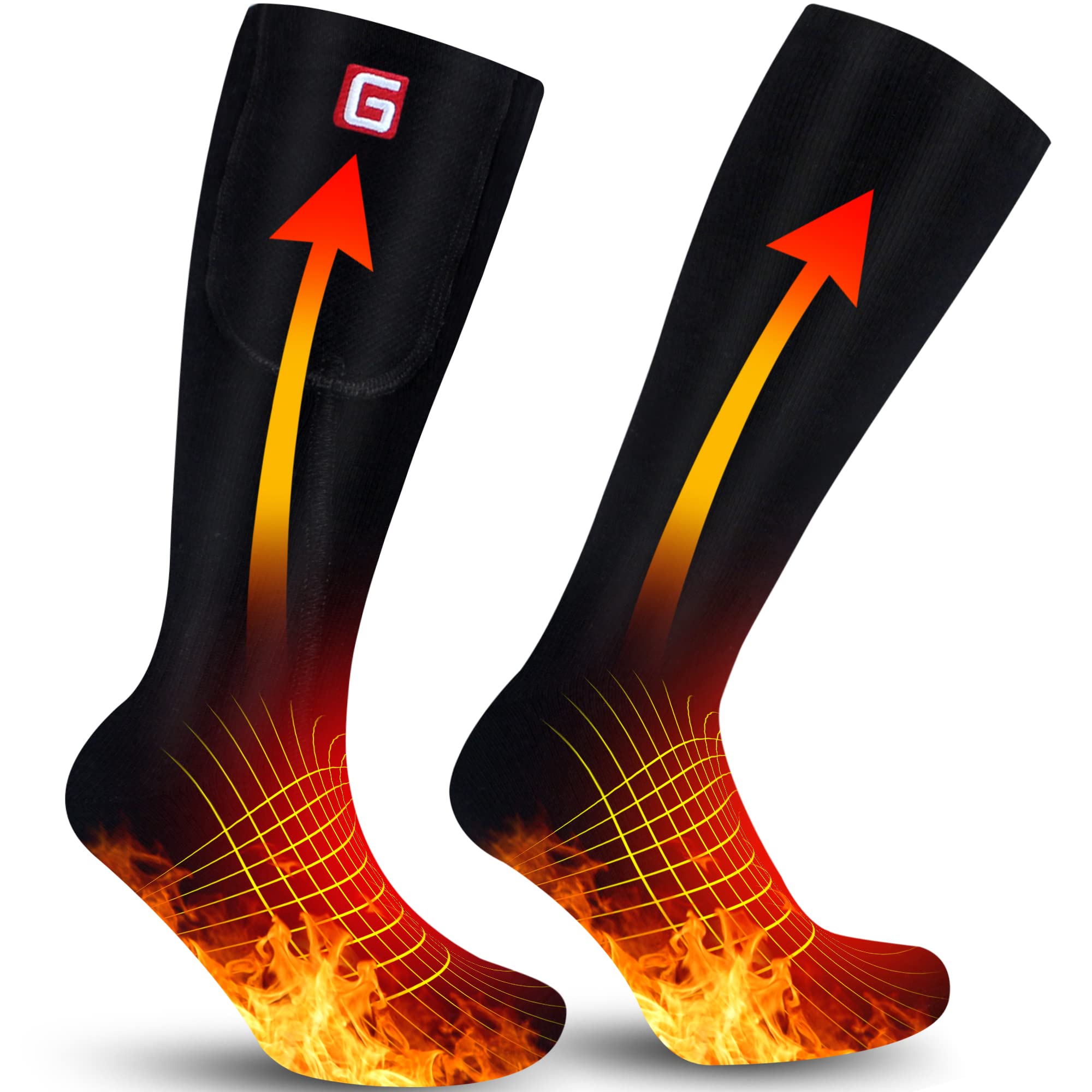 GEMSTONEGO Rechargeable Electric Heated Socks for Men & Women - Battery Powered Thermal Winter Socks for Outdoor Activities, Hiking, Hunting, Skiing & Cold Weather Foot Warmers - Perfect for Winter Sports & Extreme Cold Conditions