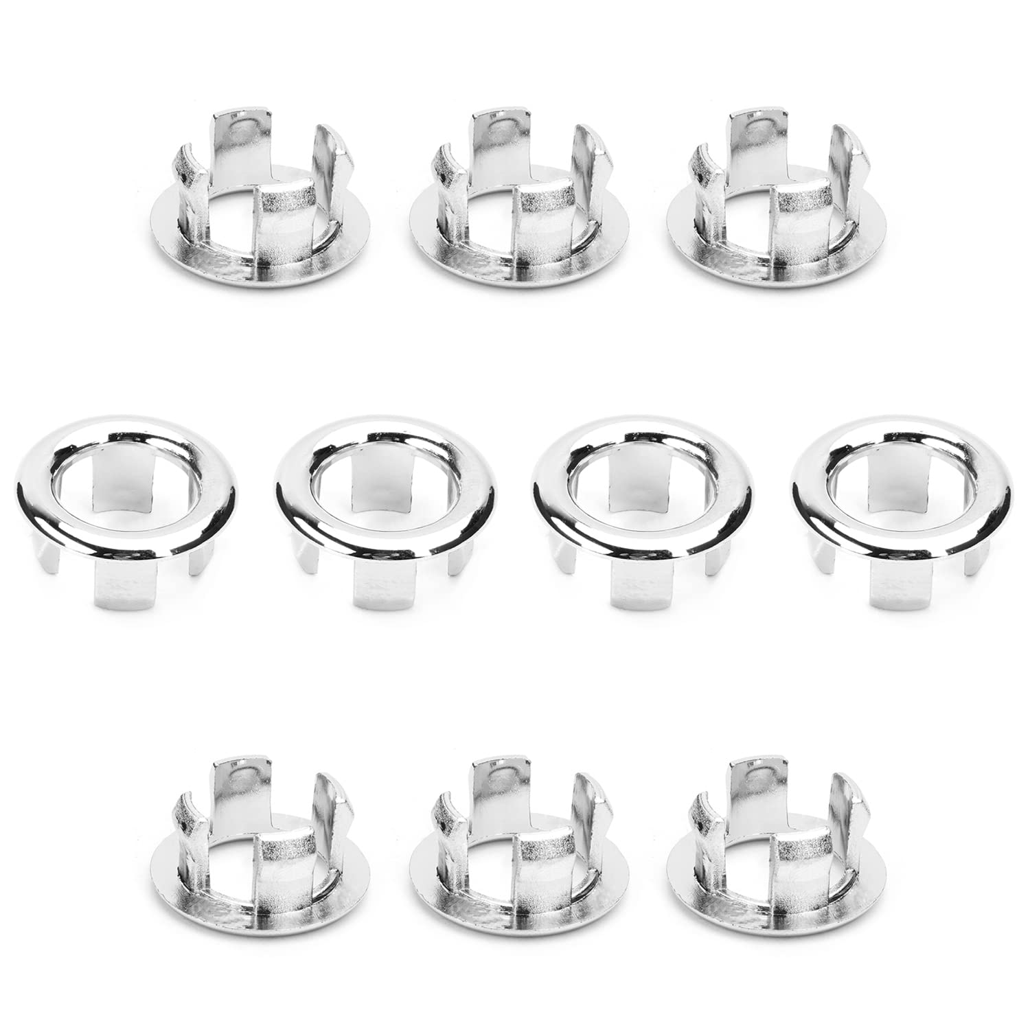 Yinpecly Plastic Sink Overflow Cover - Hollow Basin Trim, Round Hole Caps Insert (6pcs, Silver Tone) for Kitchen & Bathroom - Perfect for Home, Shopping Malls & Commercial Use