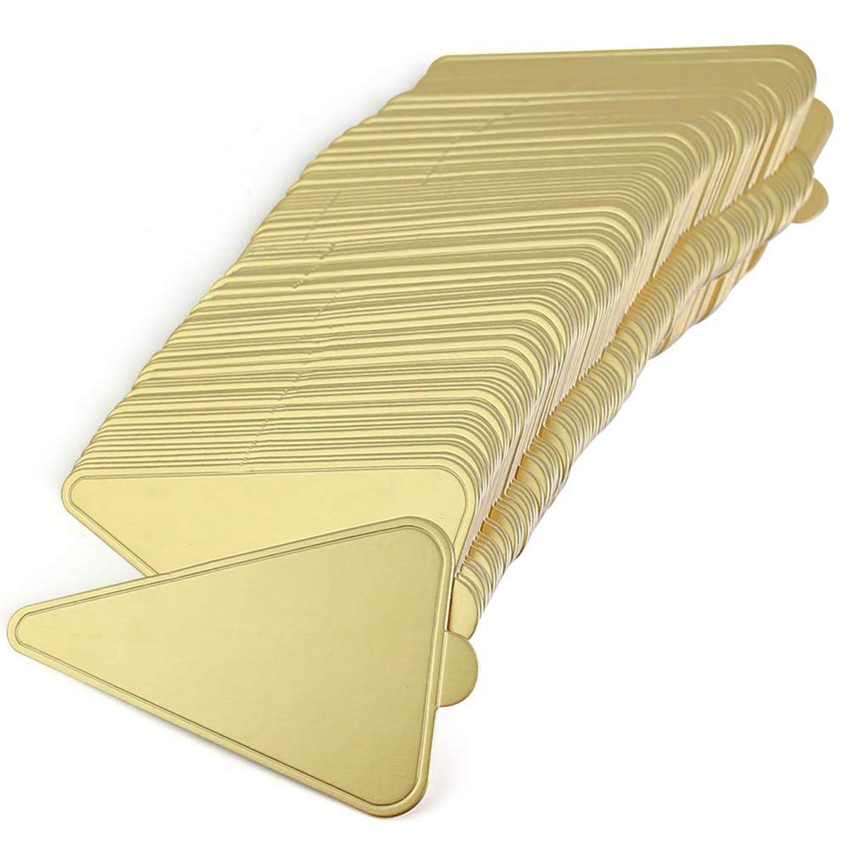 Golden Mini Cake Boards - Sturdy Cardboard Mousse Cake Base for Single Cupcakes, Dessert Display Tray (Triangle Shape) - Perfect for Birthday Parties, Wedding Desserts & Bakery Displays