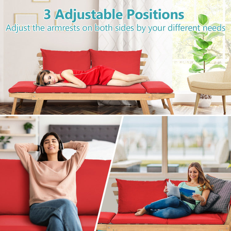 Costway Adjustable Convertible Patio Sofa Daybed with Thick Cushions - Indoor Outdoor Furniture for Garden, Balcony & Backyard Relaxation