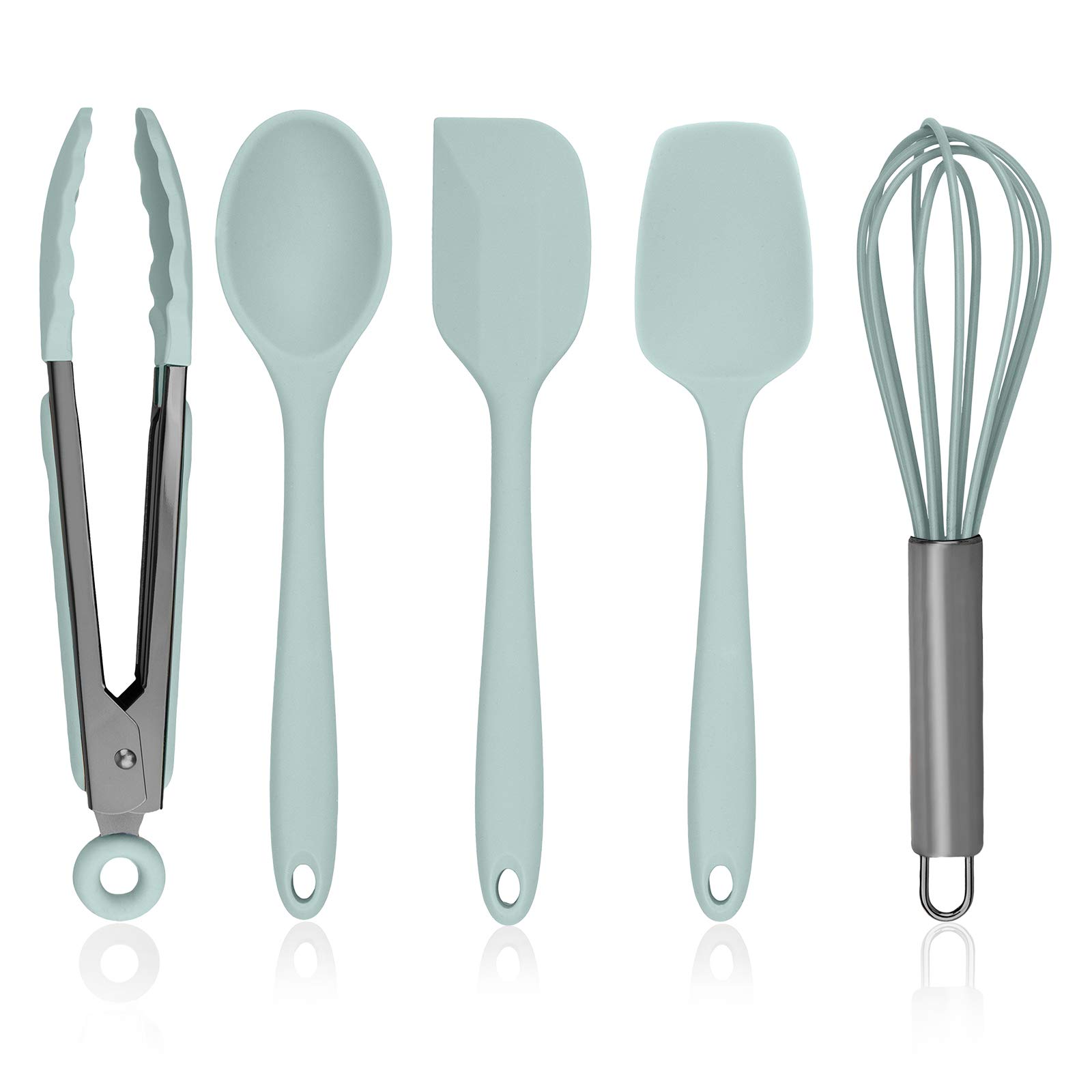 Premium 12-Piece Silicone Kitchen Utensil Set - Non-Scratch Cooking Tools for Nonstick Cookware - Heat Resistant Spatula, Spoon & Tongs - Easy Clean Mint Green Kitchen Gadgets - Perfect for Baking, Frying & Everyday Cooking