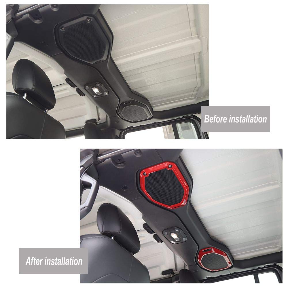 JeCar Red Top Speaker Frame Trim Cover for 2018-2023 Jeep Wrangler JL JLU & Gladiator JT - Interior Accessories Upgrade - Perfect for Off-Roading & Car Customization