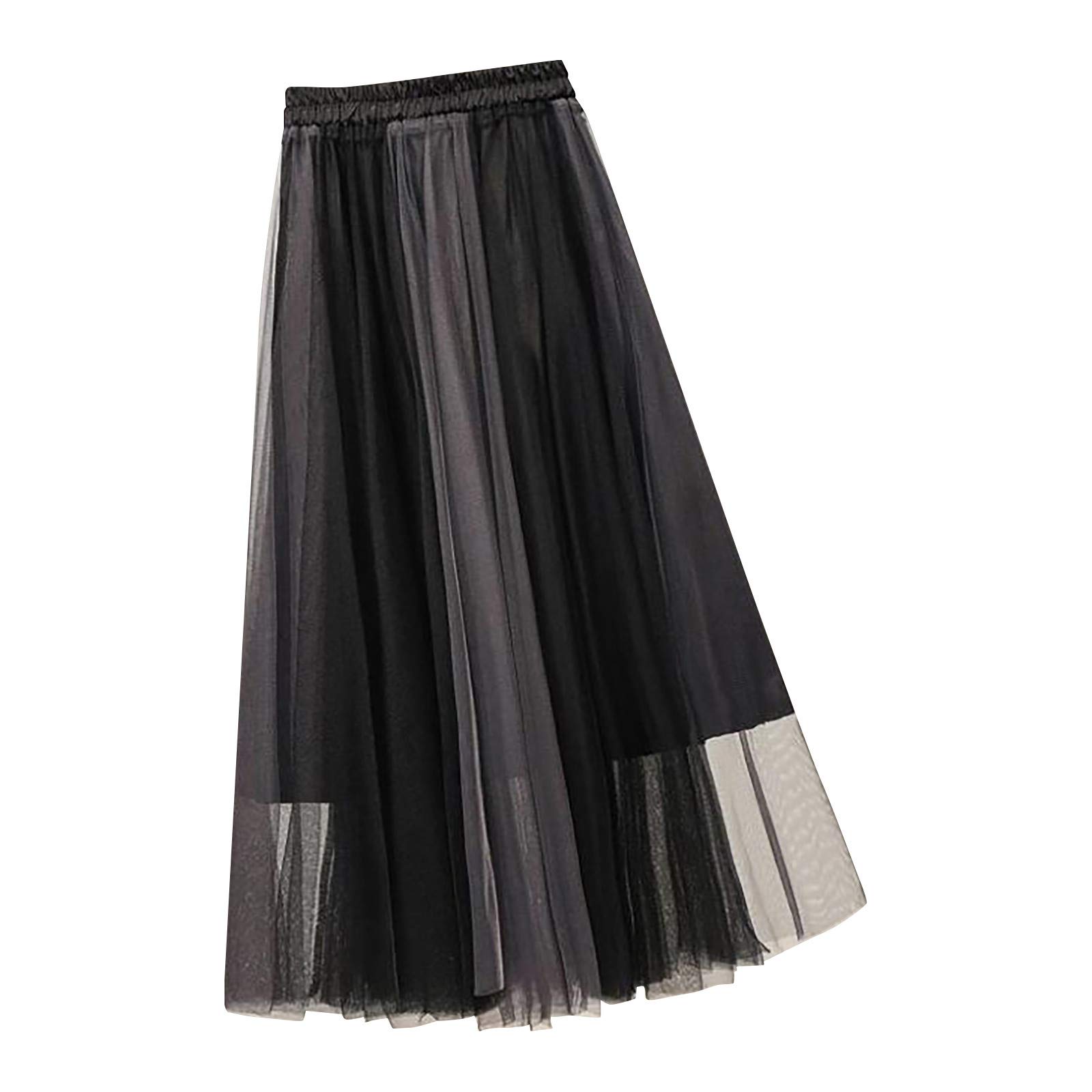 Women's Summer Elastic Pleated Waist Belt Skirt - Stretchy Mesh High Waist Skirt for Casual Wear, Beach & Spring Outfits