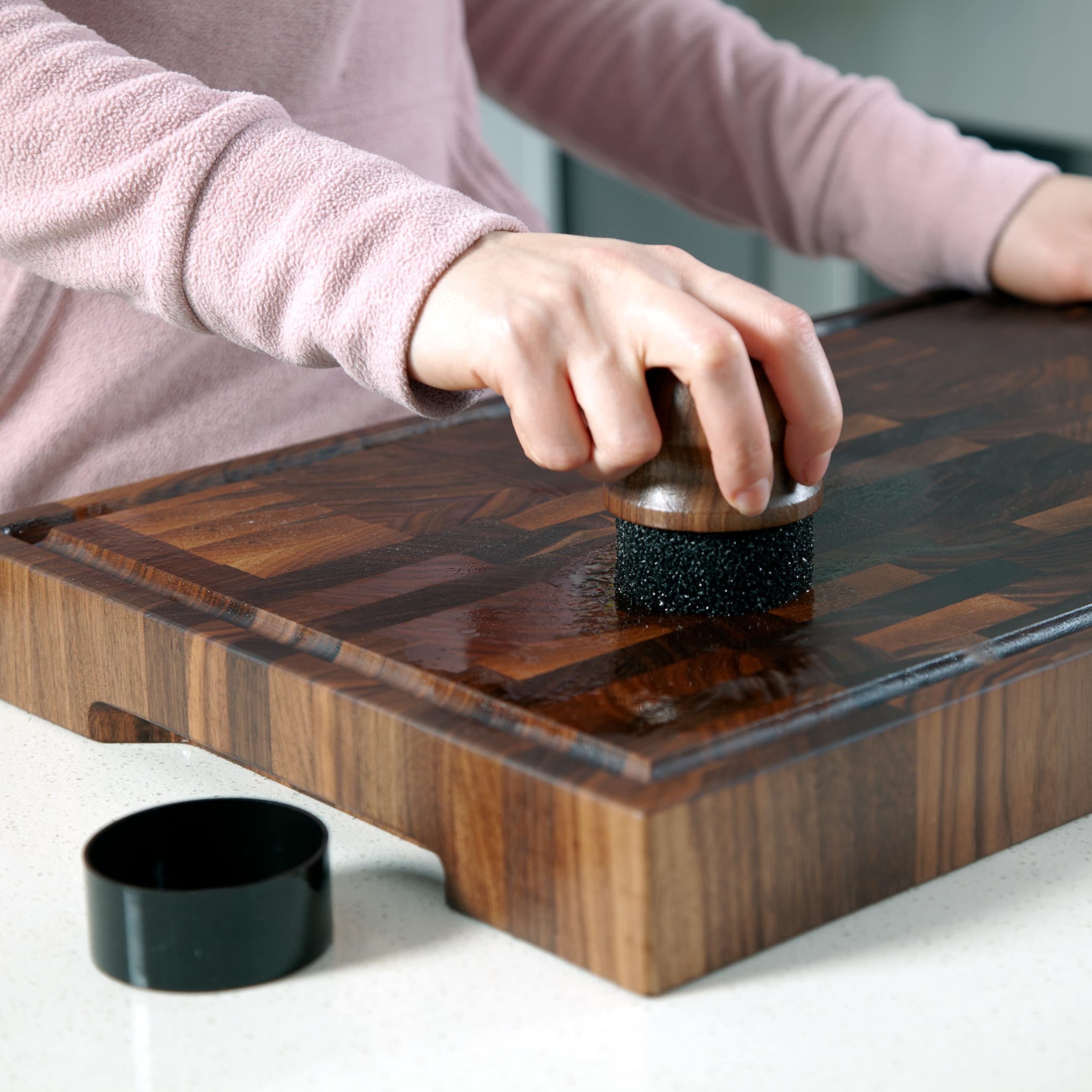 Premium Walnut Wood Cutting Board - Large 18x12x1.25 End Grain with 15oz Mineral Oil & Oil Applicator - Perfect for Kitchen, Charcuterie Boards & Gift Giving