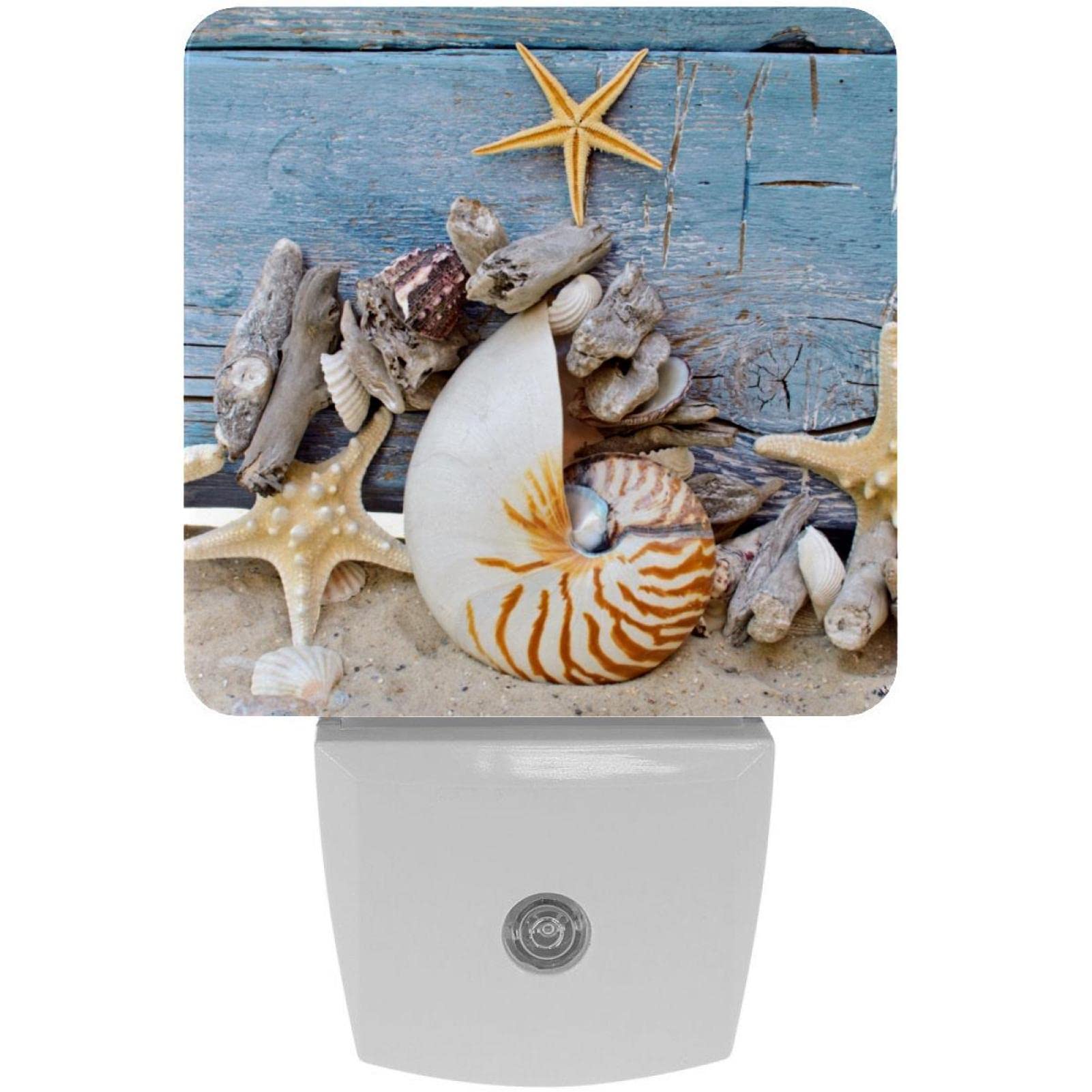 Starfish Night Light Plug in Wall - 2 Pack LED Nightlights for Kids, Baby Nursery, Bedroom, Bathroom, Kitchen, Hallway & Stairs - Energy Efficient Dusk to Dawn Sensor Desk Lamp - Perfect for Nighttime Safety and Cozy Ambiance